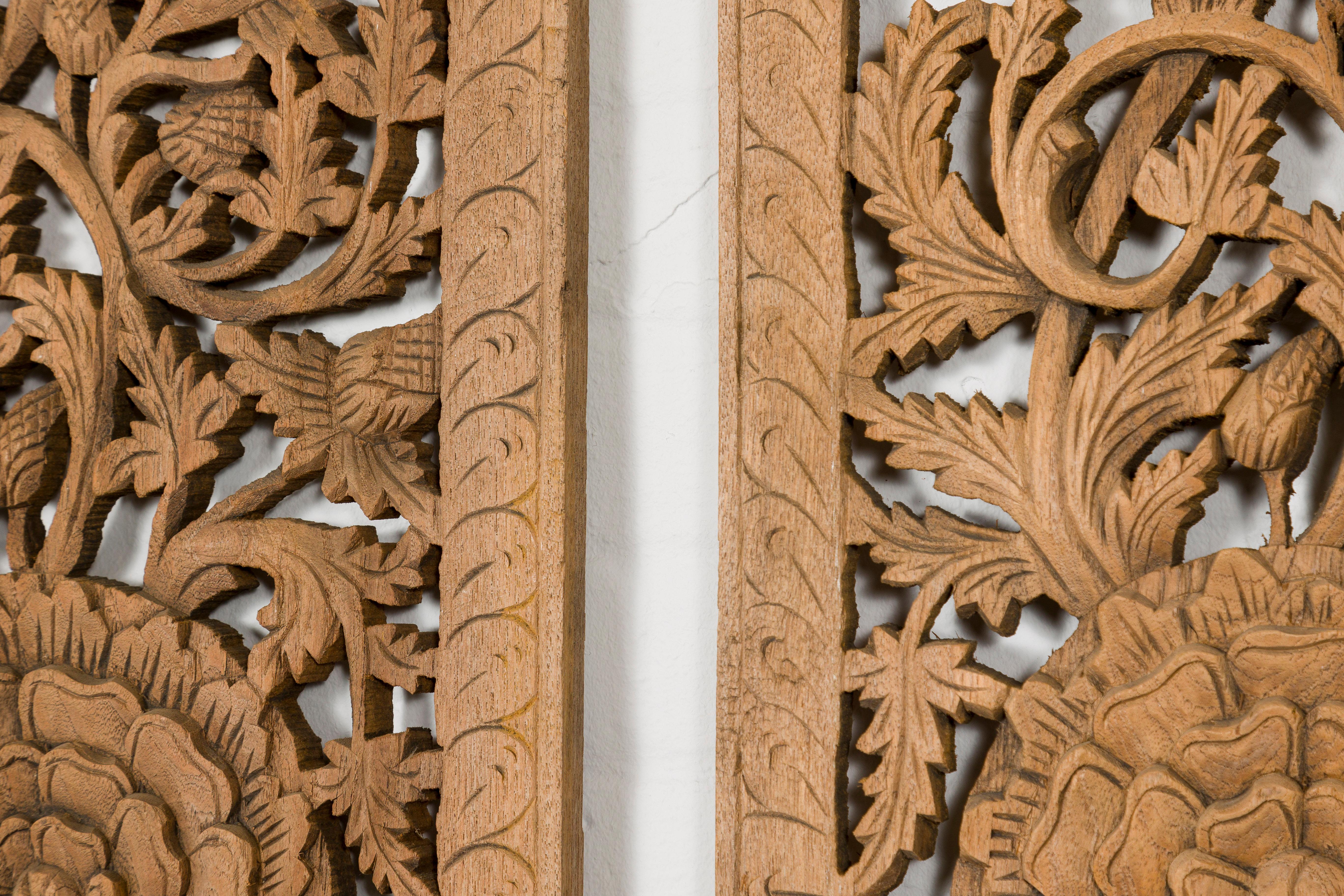 Set of Four Architectural Panels with Hand-Carved Scrollwork and Floral Motifs For Sale 6