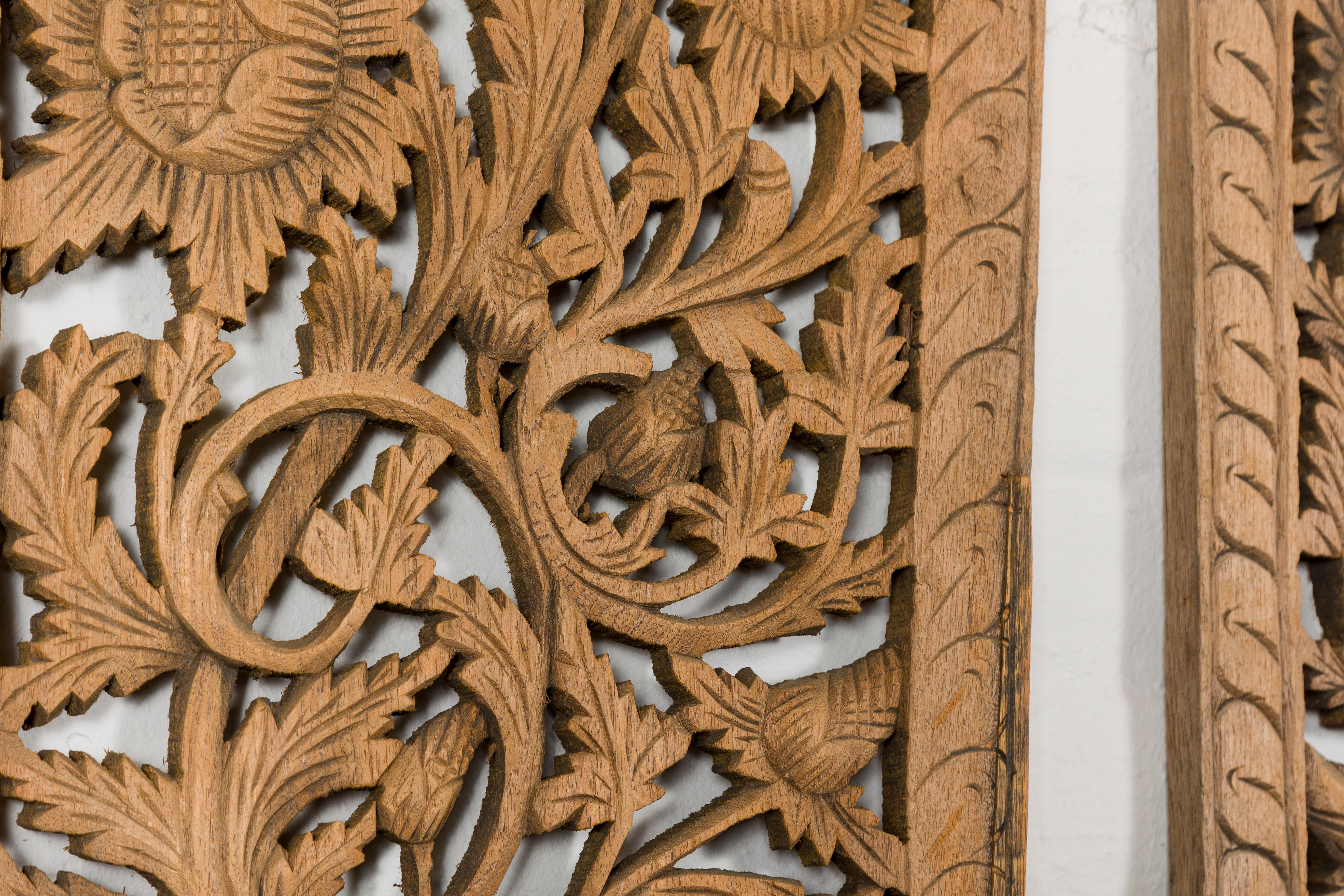 Set of Four Architectural Panels with Hand-Carved Scrollwork and Floral Motifs For Sale 9