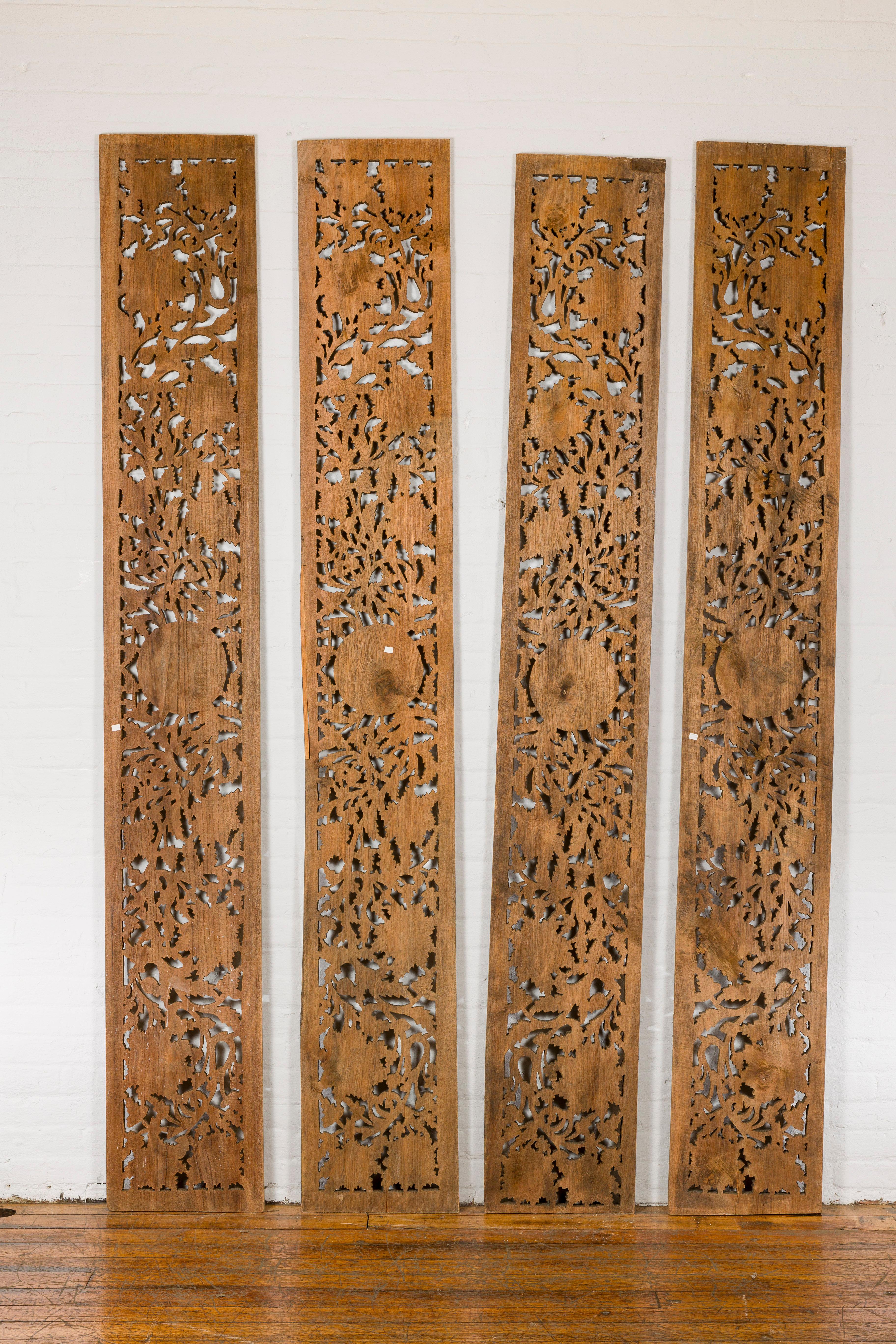 Set of Four Architectural Panels with Hand-Carved Scrollwork and Floral Motifs For Sale 12