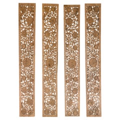 Set of Four Architectural Panels with Hand-Carved Scrollwork and Floral Motifs