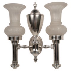 Set of Four Argand Style Two-Light Sconces