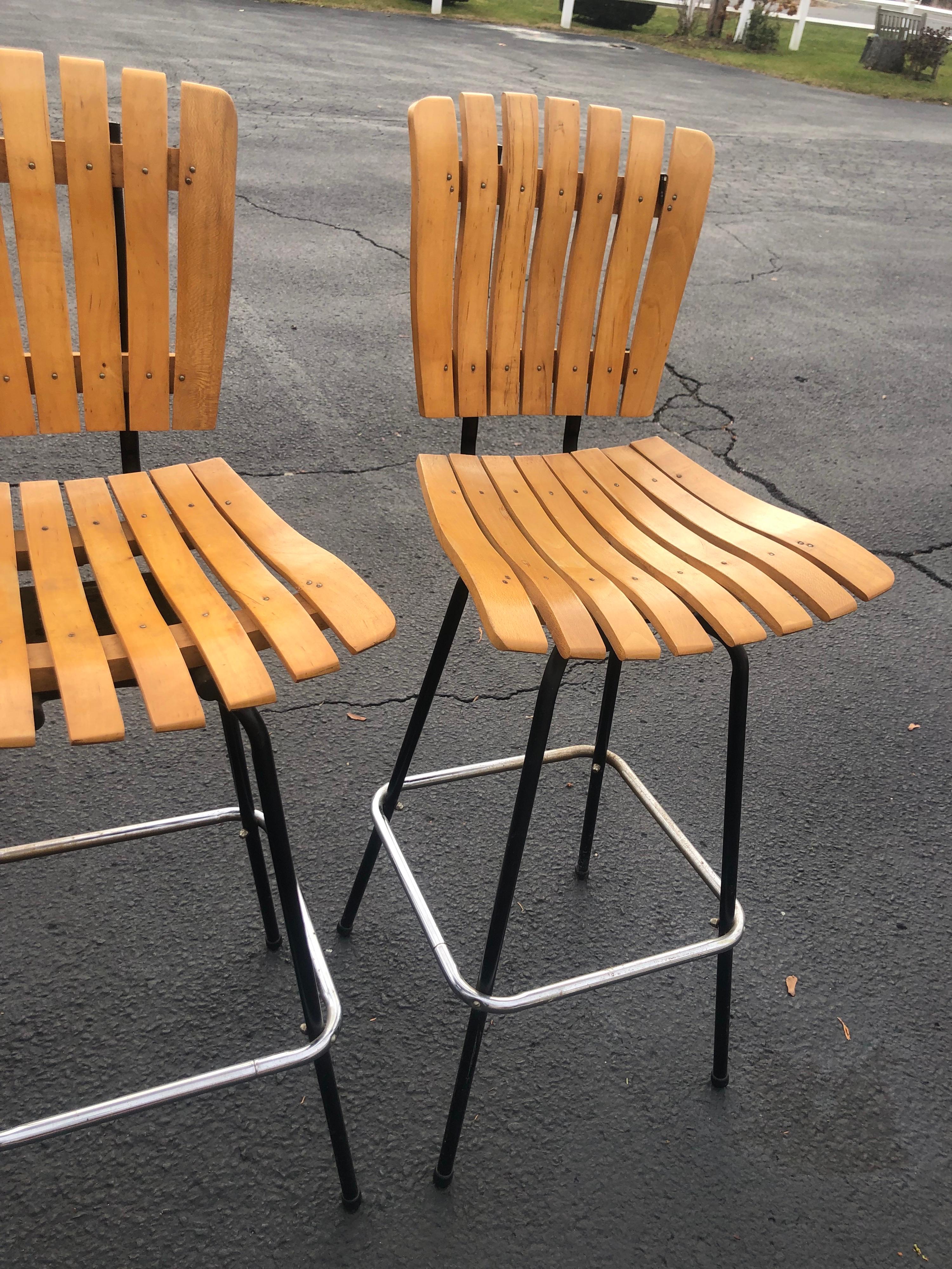 Set of Four Arthur Umanoff Swivel Bar Stools 4