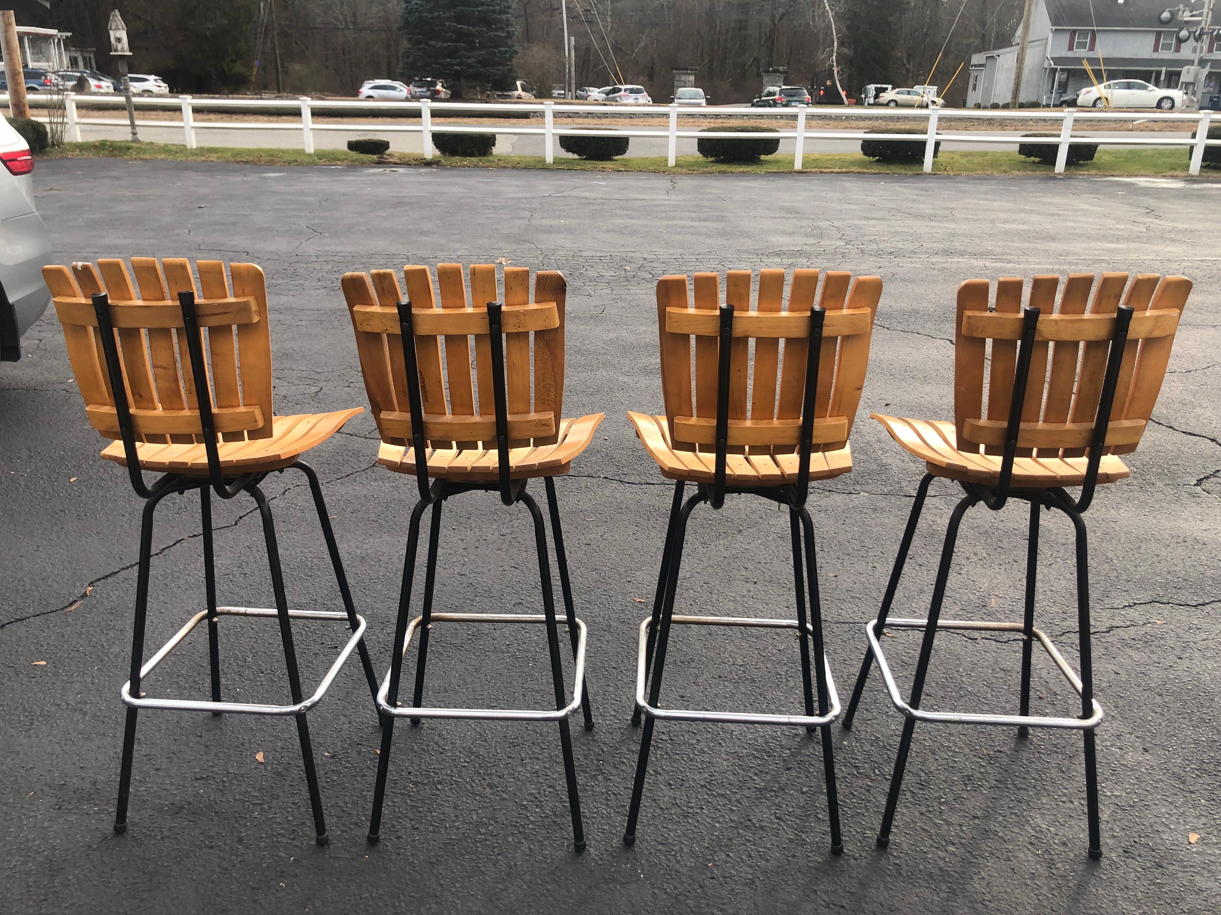 Set of Four Arthur Umanoff Swivel Bar Stools 10