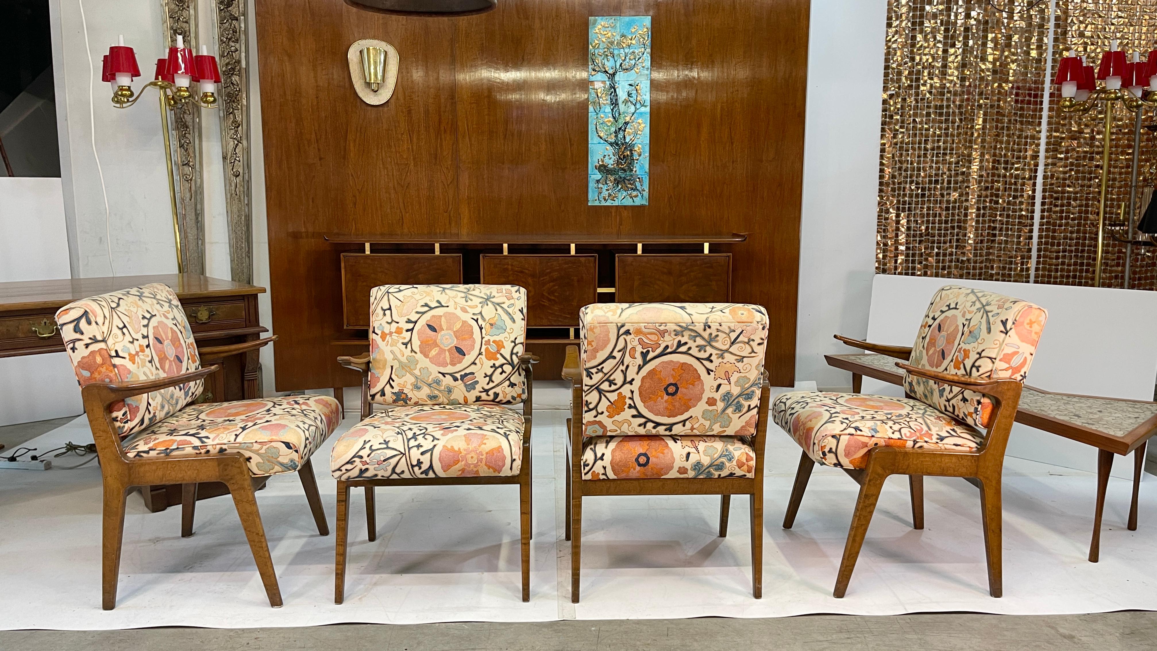 Set of Four Armchairs by Adolfo Genovese of F & G Handmade Furniture In Good Condition In Hanover, MA
