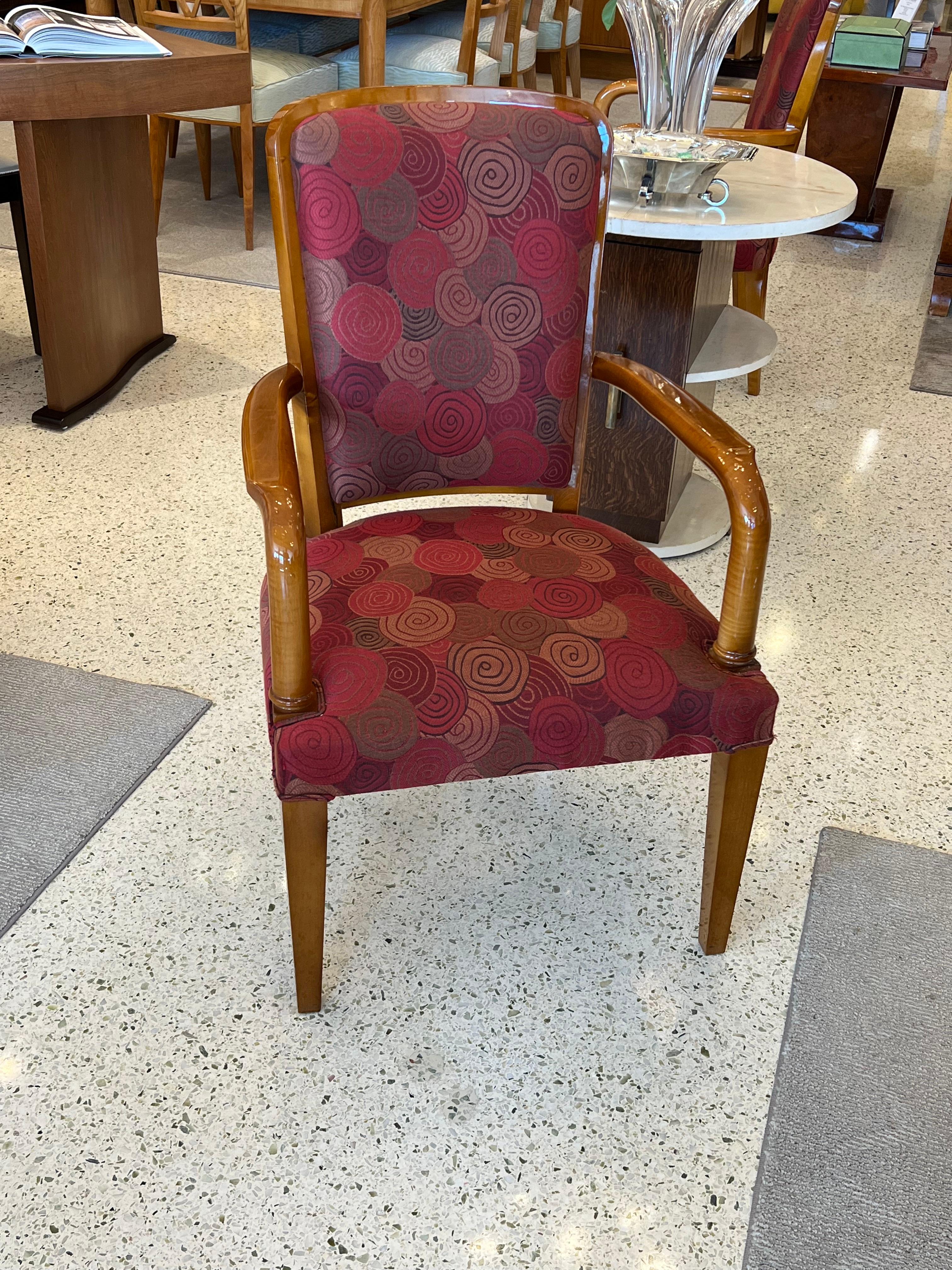 Silk Mid-Century Set of four Armchairs by André Arbus. For Sale