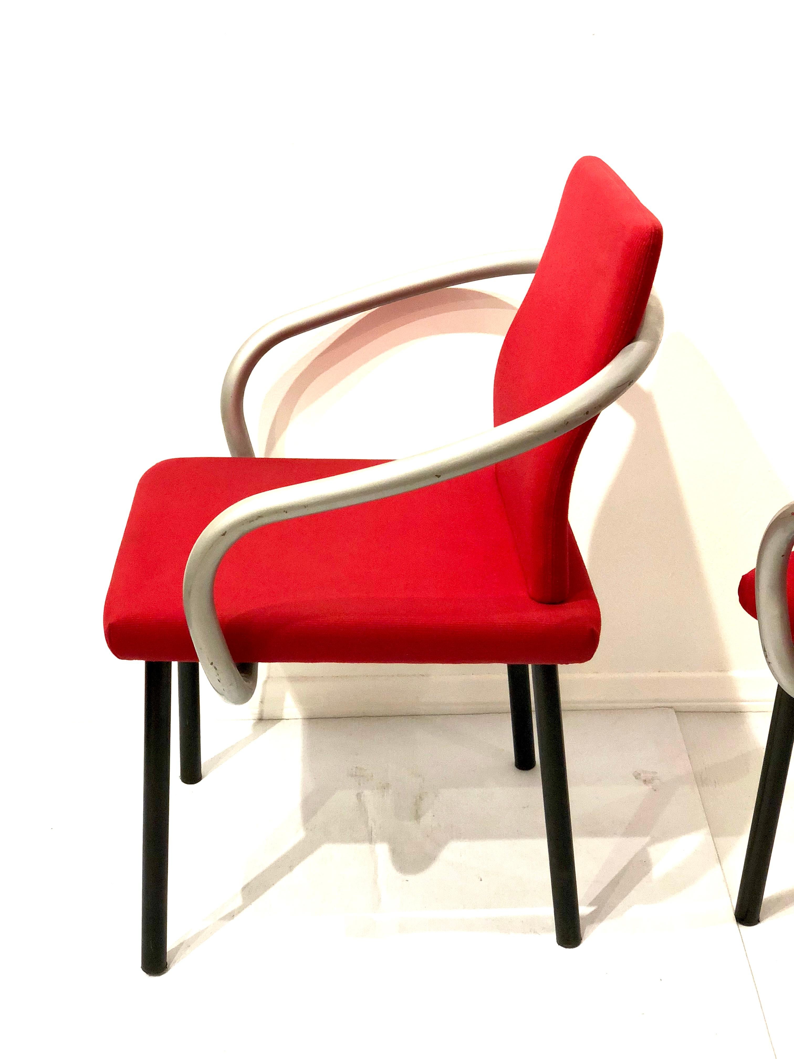 italien Ensemble de 4 fauteuils d'Ettore Sottsass pour Knoll, époque Memphis en vente