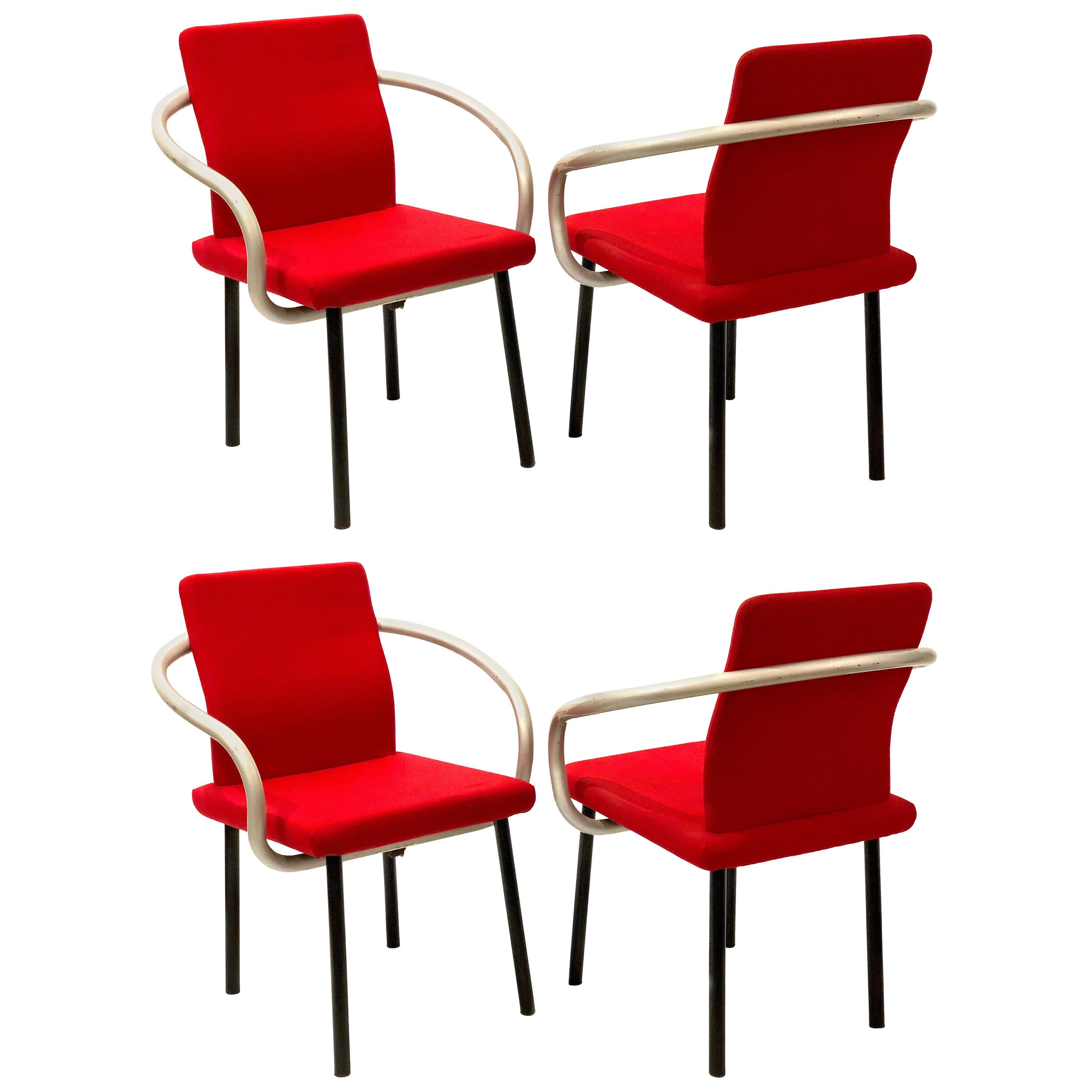 Set of Four Armchairs by Ettore Sottsass for Knoll Memphis Era
