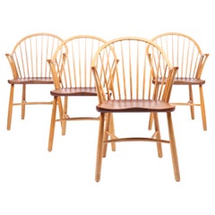 Set of Four Armchairs by Palle Suenson, Made in Denmark, 1940s
