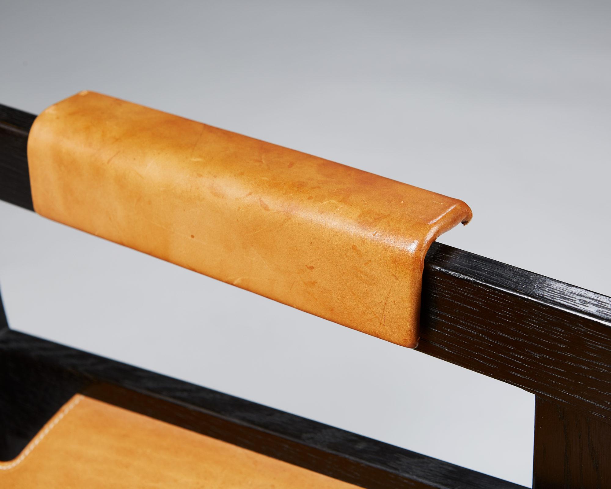 Leather Set of Four Armchairs by Sven Kai-Larsen for Ströms Möbler, Rosenfors, Sweden