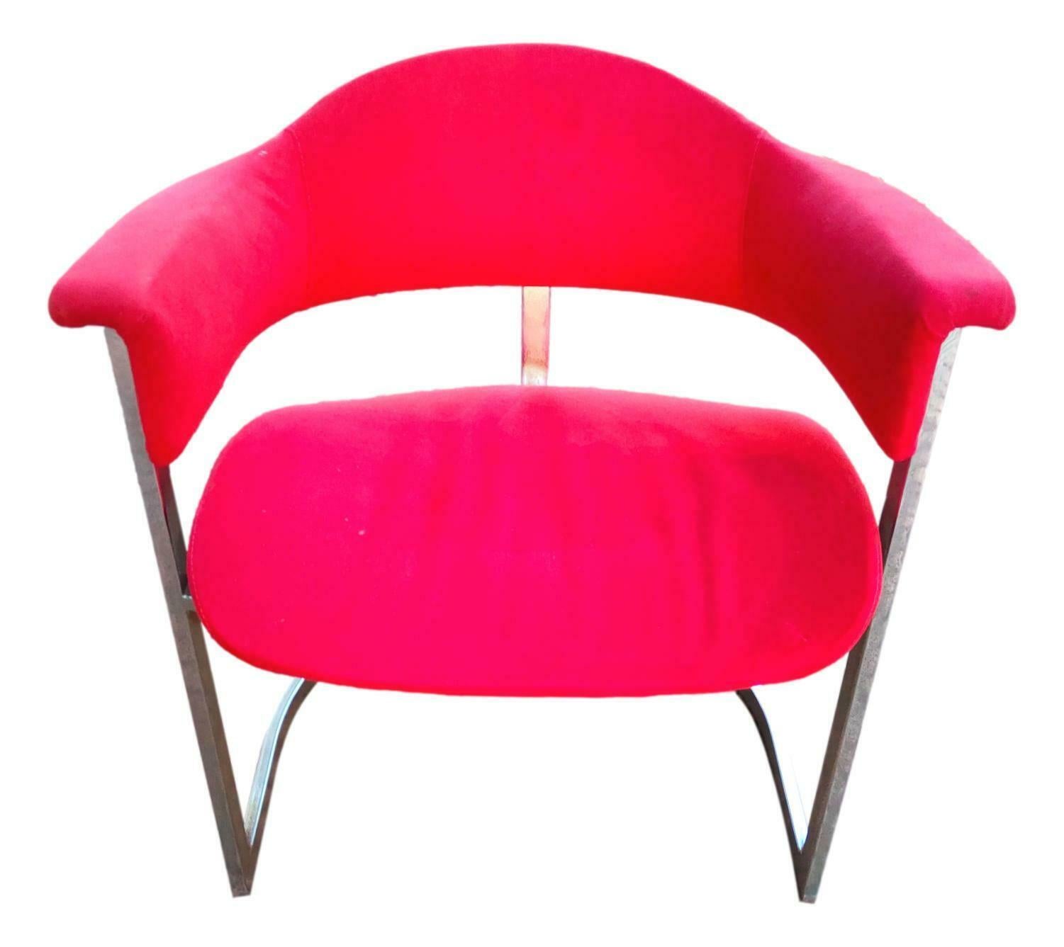 Steel Set of Four Armchairs Design Vittorio Introini for Mario Sabot, 1970s For Sale