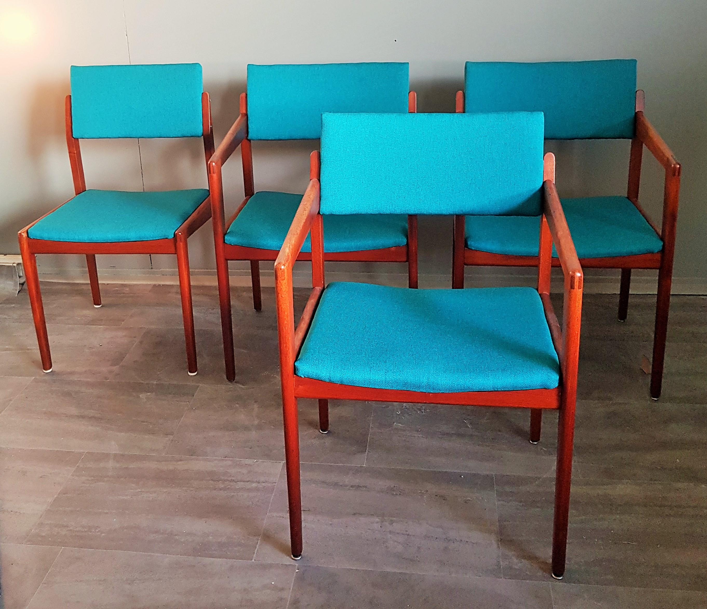 Set of Four Armchairs Dining Chairs Danish Teak from Thonet, 1960s 1