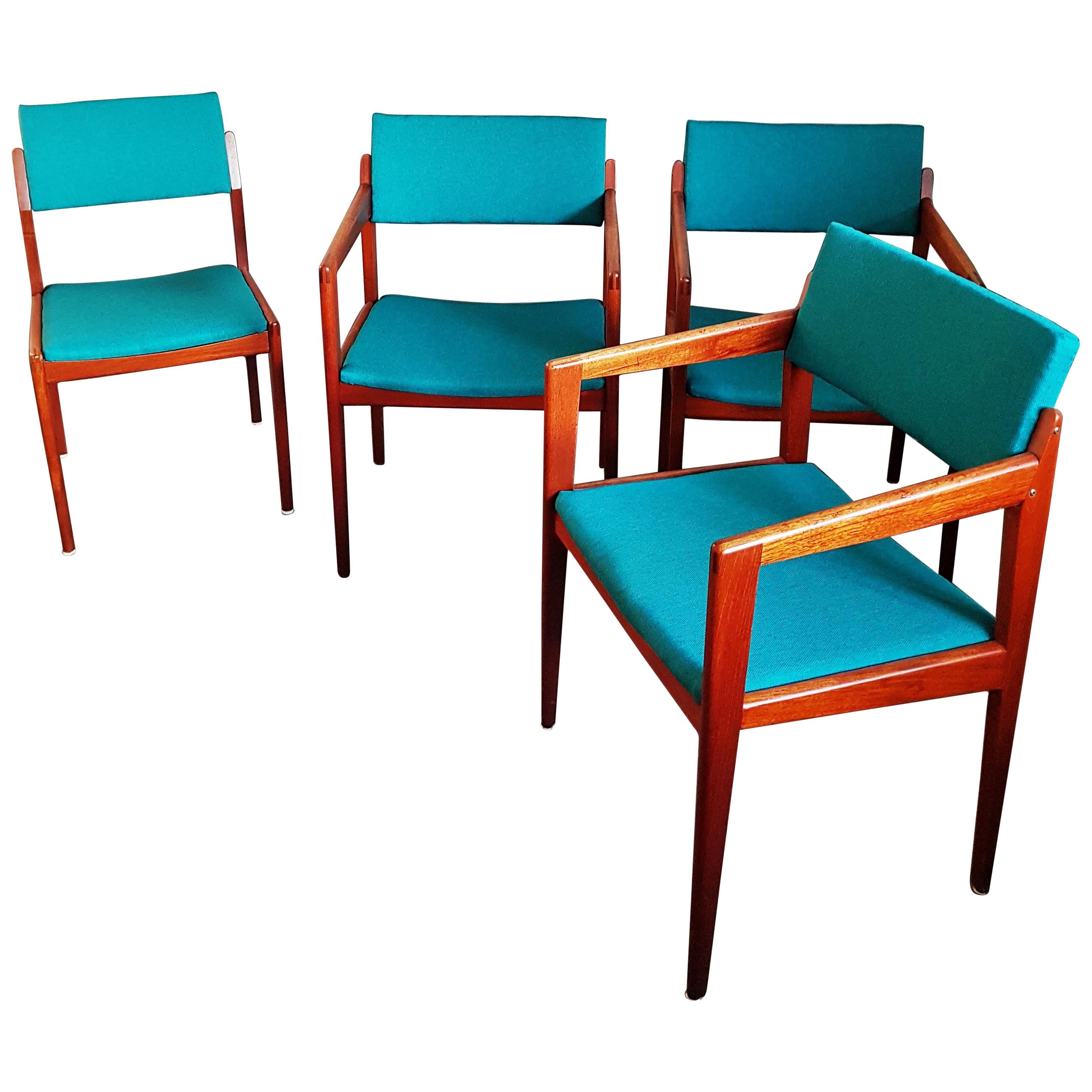 Set of Four Armchairs Dining Chairs Danish Teak from Thonet, 1960s