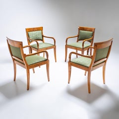 Set of Four Cherrywood Armchairs, France, Early 19th Century, Restored
