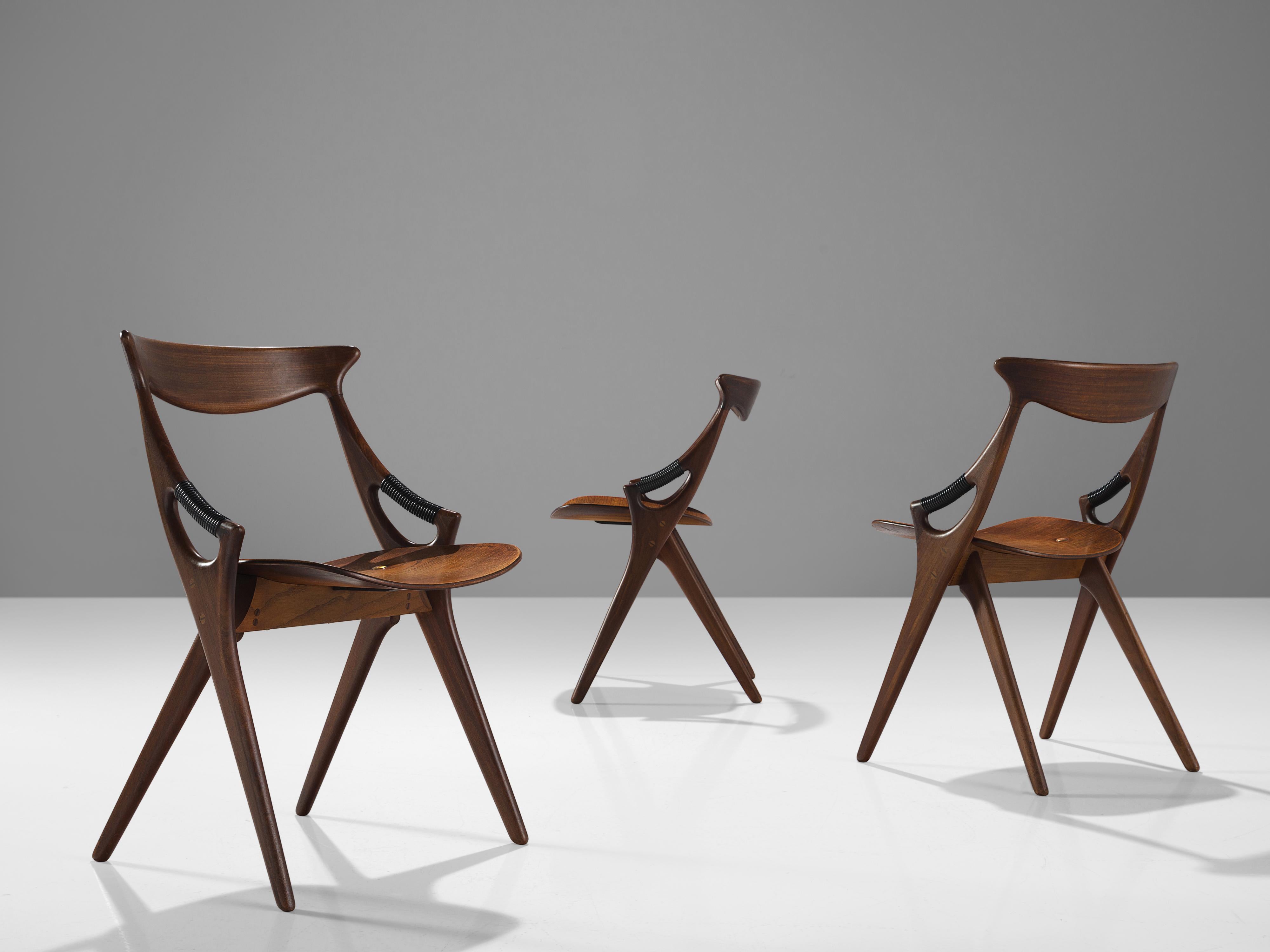 Scandinavian Modern Arne Hovmand-Olsen for Mogens Kold Set of Four Dining Chairs in Mahogany
