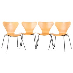 Set of Four Arne Jacbosen Mid-Century Modern Stacking Chairs, Made in Denmark