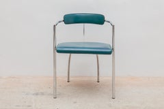 Ensemble de quatre chaises de salle à manger Arrben en chrome et cuir des années 1970, Italie