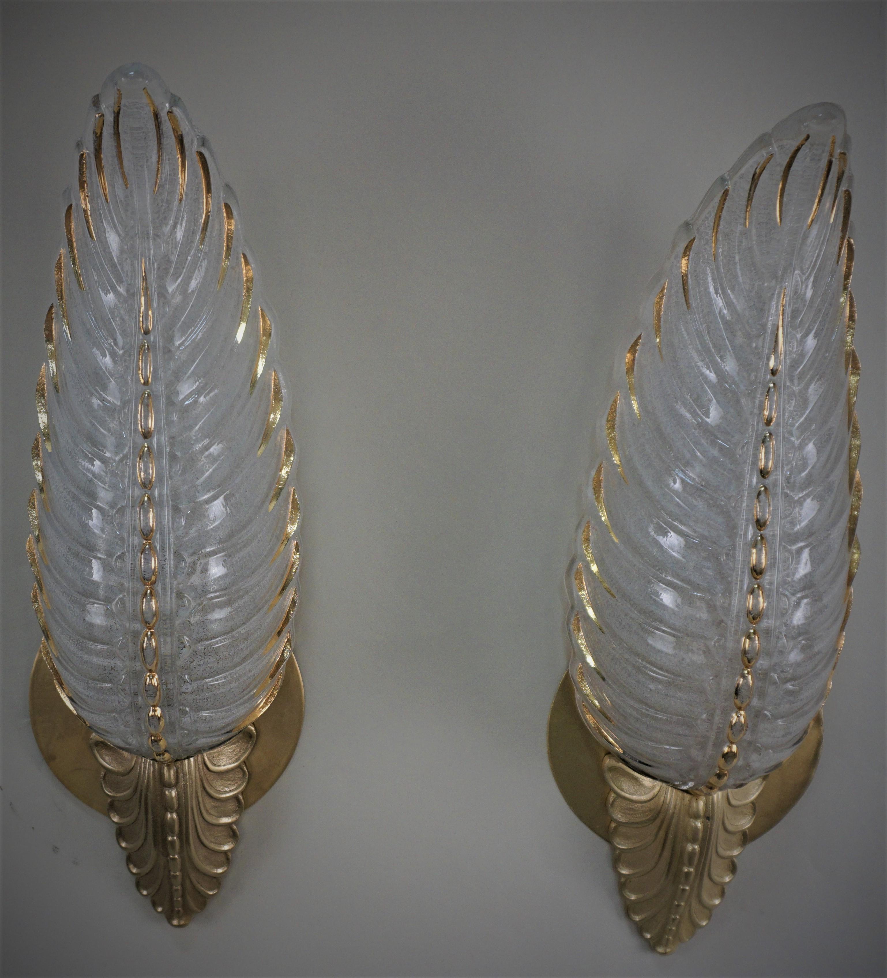 Mid-20th Century Two Pairs of Art Deco, 1930s, Wall Sconces by Ezan, France