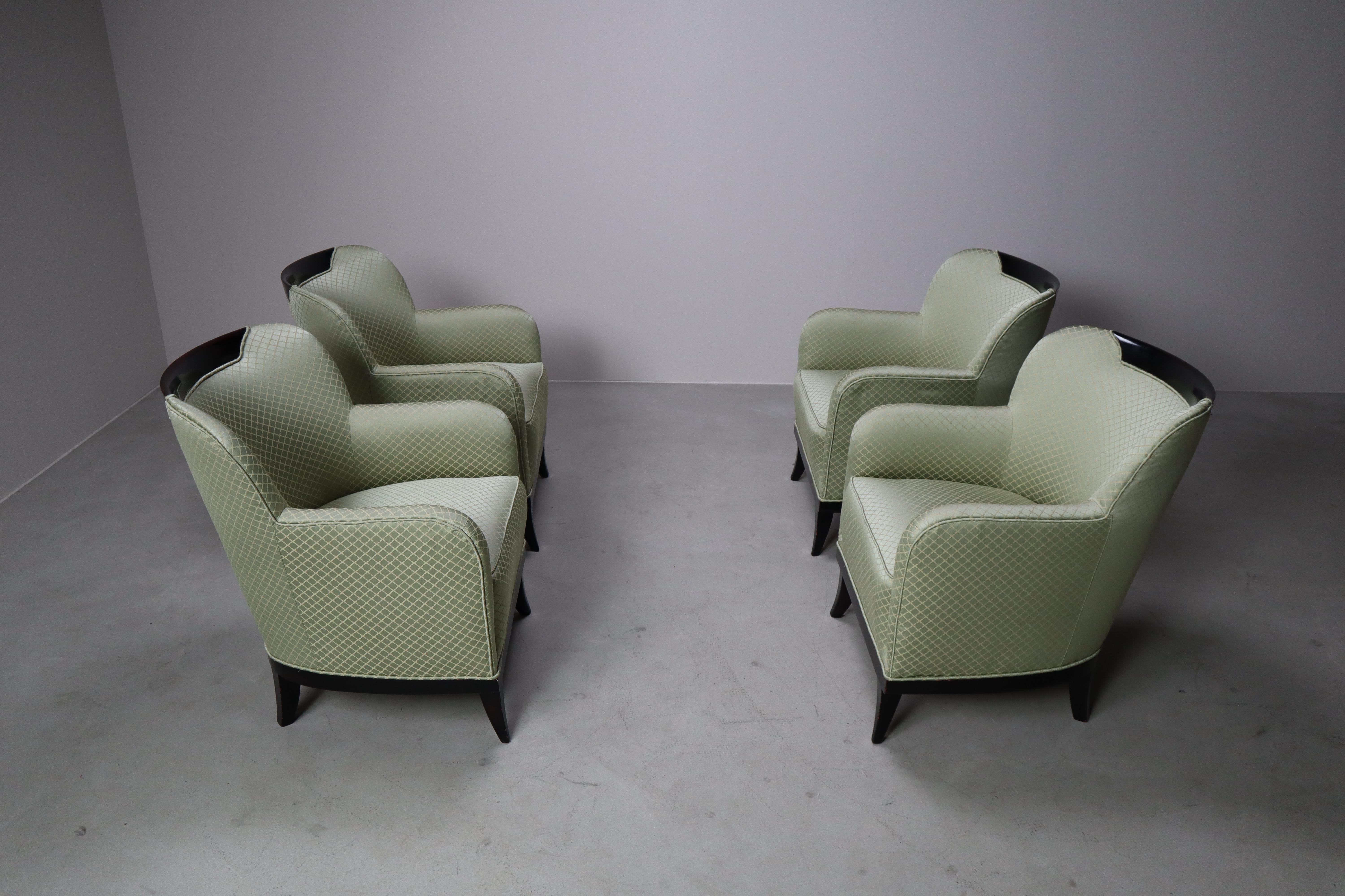 Laccato Set di quattro poltrone Art Déco, 1930-1950 in vendita