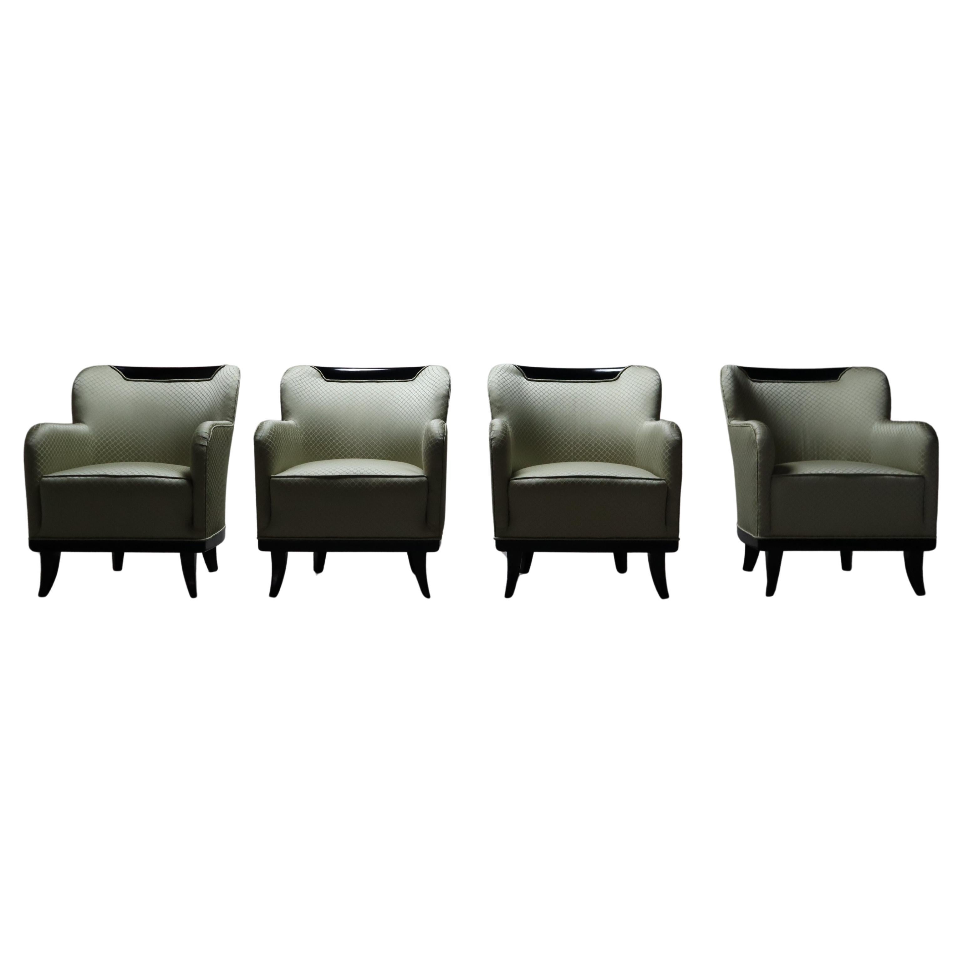 Ensemble de quatre fauteuils Art déco, 1930-1950
