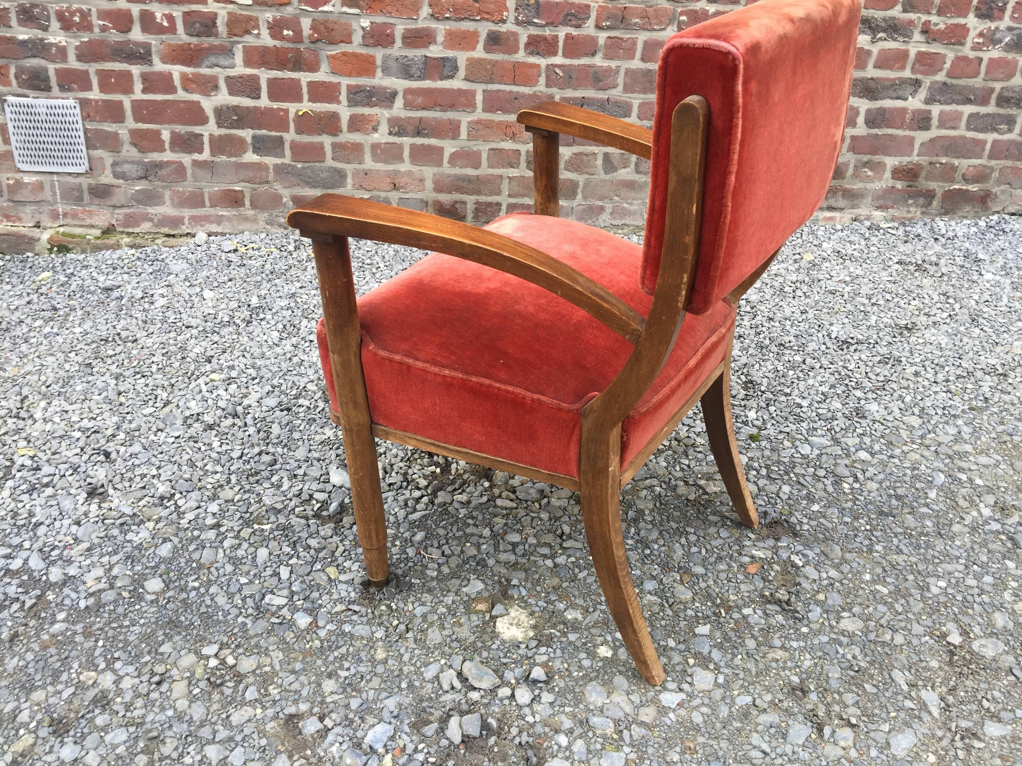 Four Art Deco Armchairs in the Style of Eugène Printz circa 1940 For Sale 4