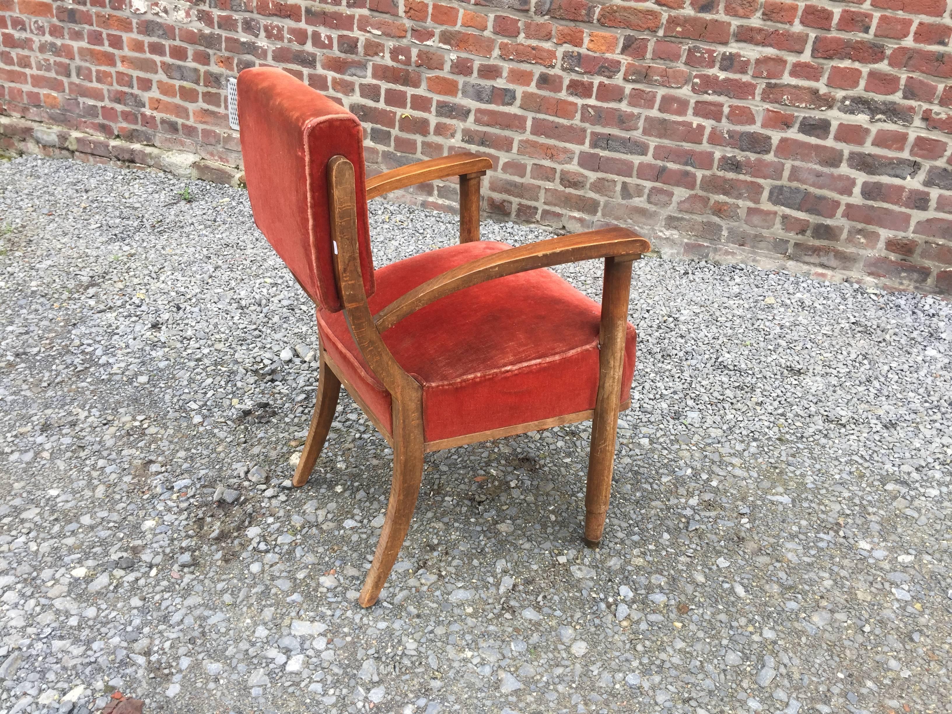 Quatre fauteuils Art Déco dans le style d'Eugène Printz vers 1940 en vente 4