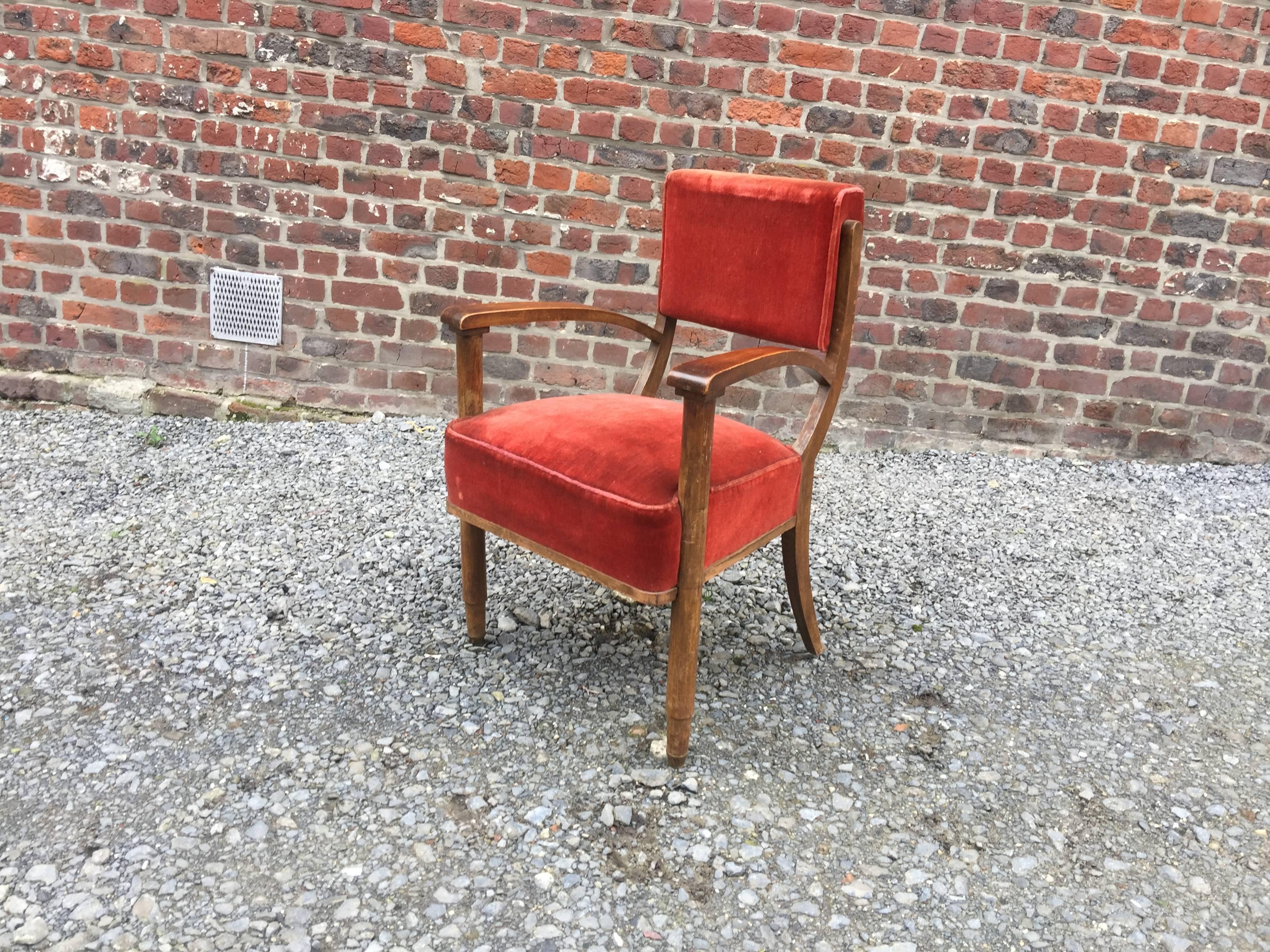 four Art Deco armchairs in the style of Eugène Printz. circa 1940