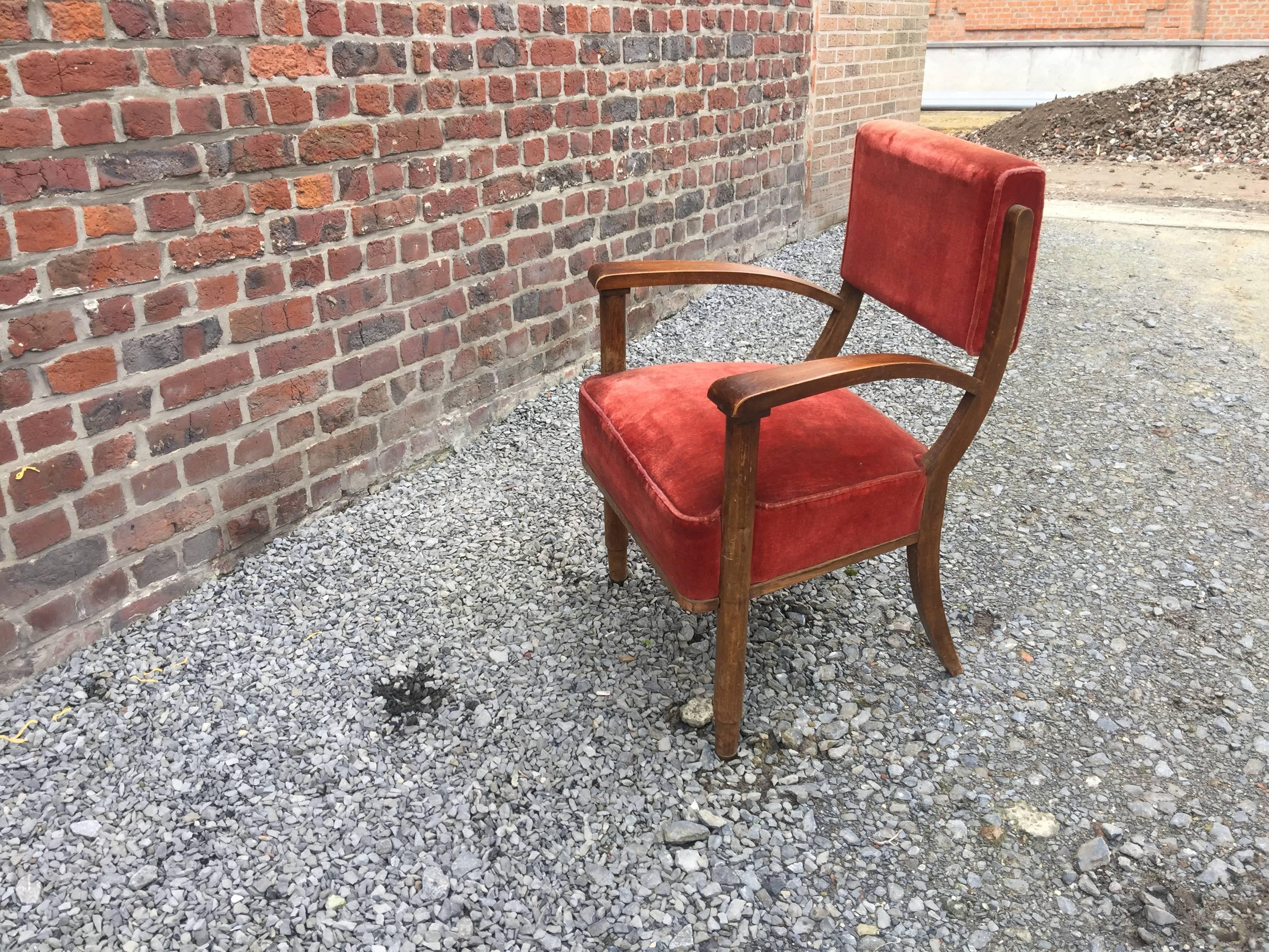 Four Art Deco Armchairs in the Style of Eugène Printz circa 1940 In Good Condition For Sale In Saint-Ouen, FR