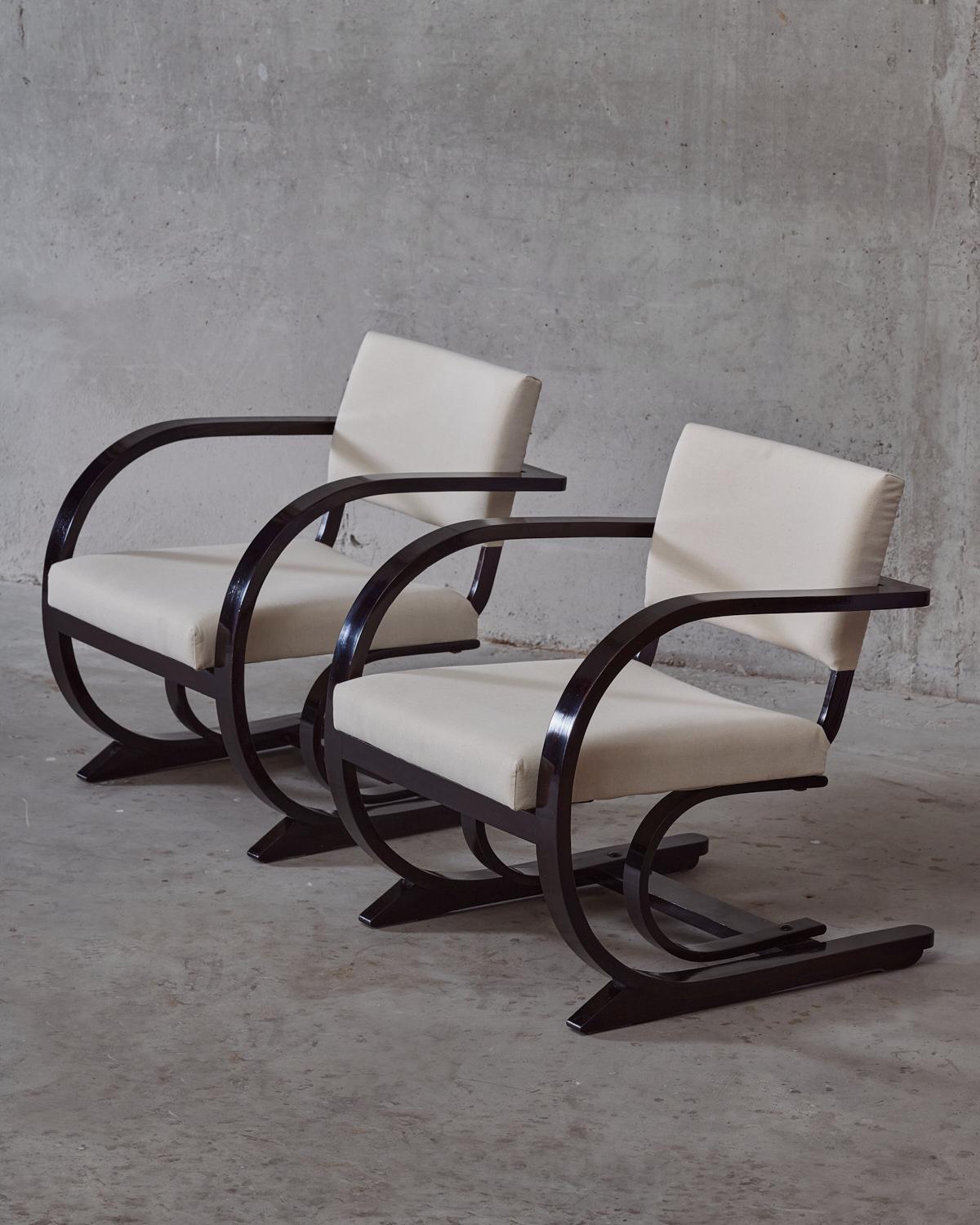 Dutch Set of Four Art Deco Bentwood Lounge Chairs by Bas Van Pelt Netherlands For Sale