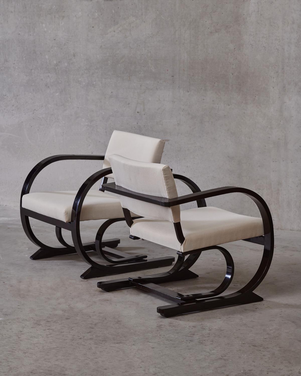 Mid-20th Century Set of Four Art Deco Bentwood Lounge Chairs by Bas Van Pelt Netherlands For Sale