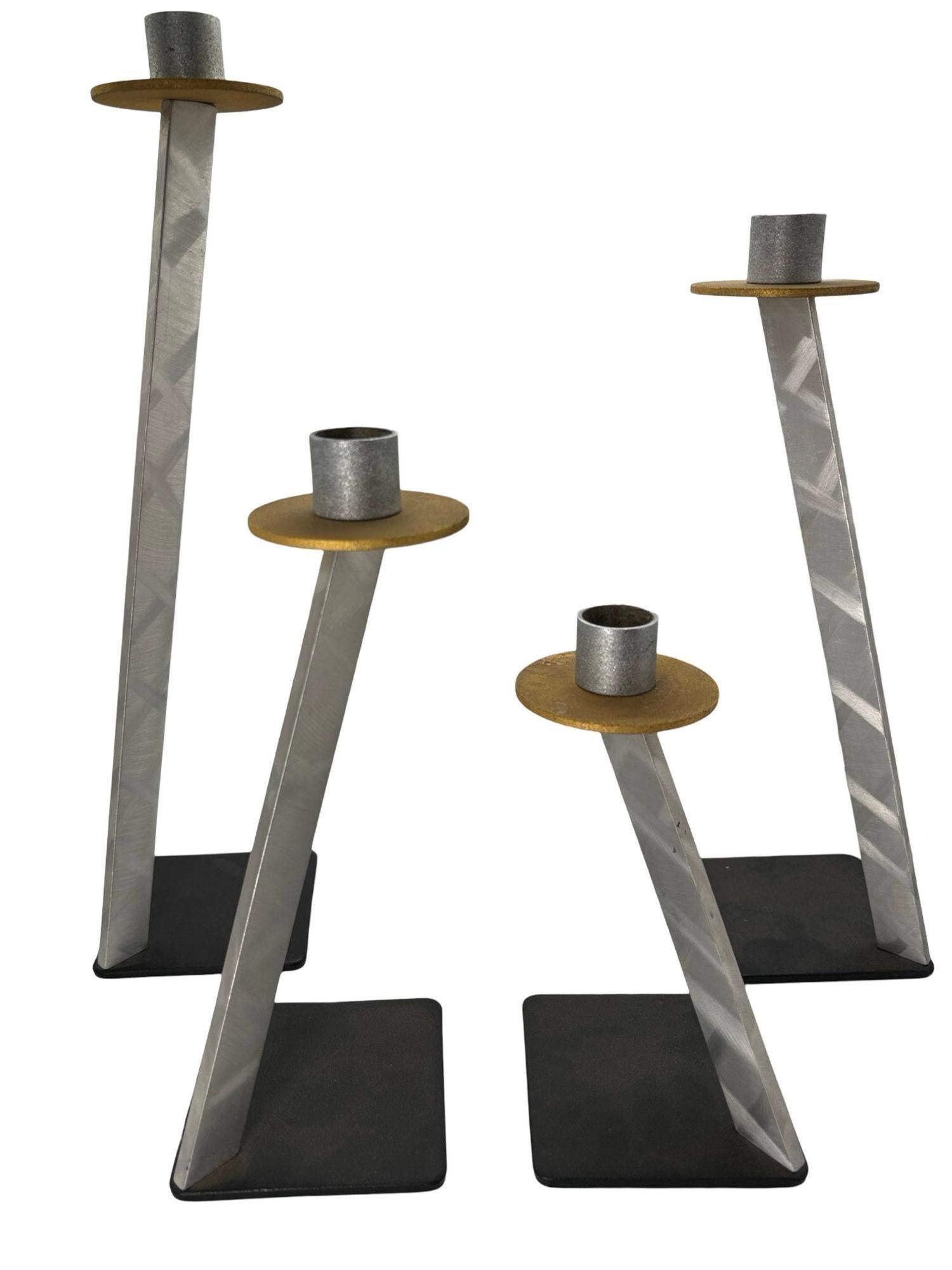 North American Set of Four Art Deco Candlestick Holders by Bruce MacDonald