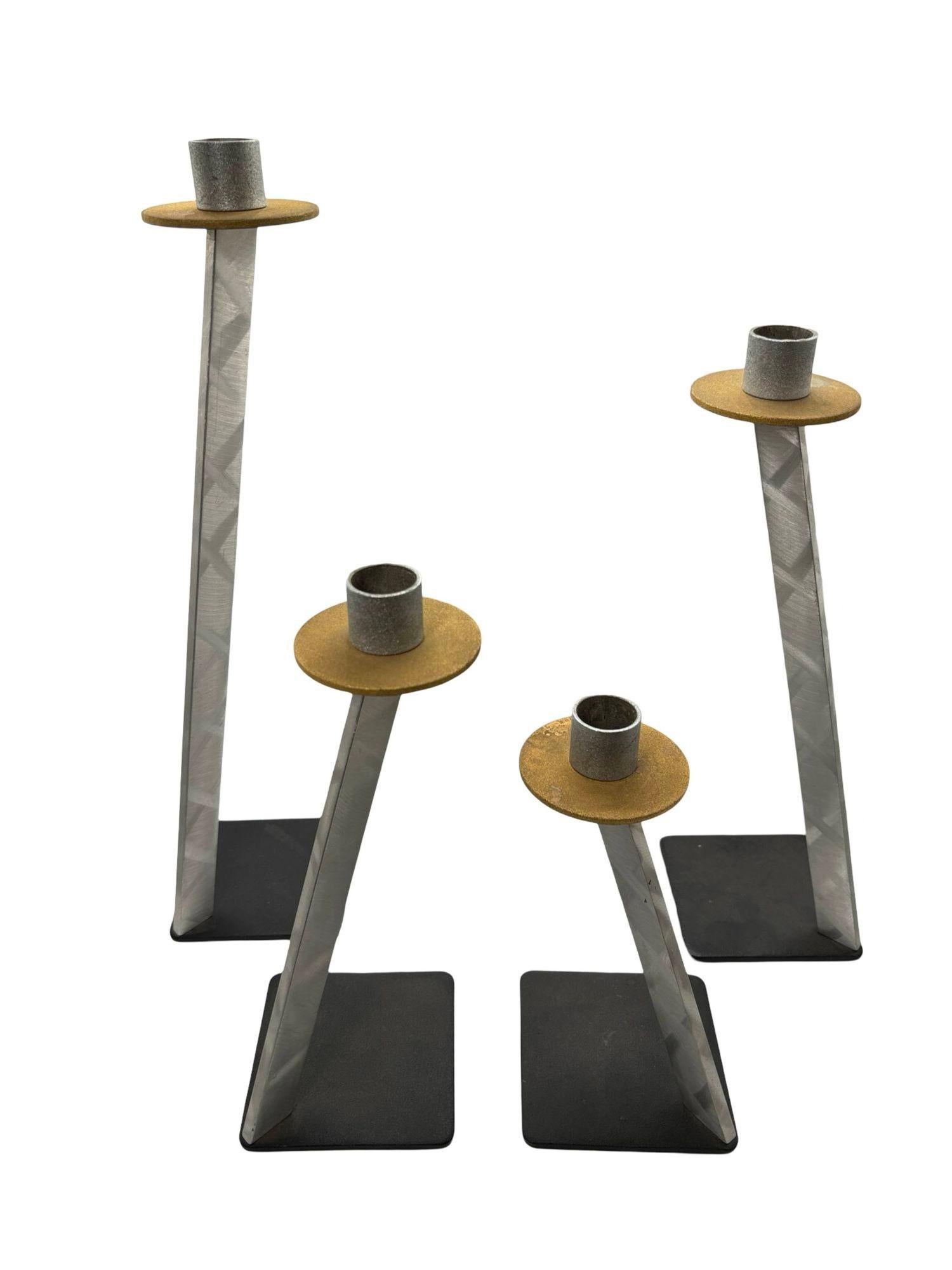 Late 20th Century Set of Four Art Deco Candlestick Holders by Bruce MacDonald