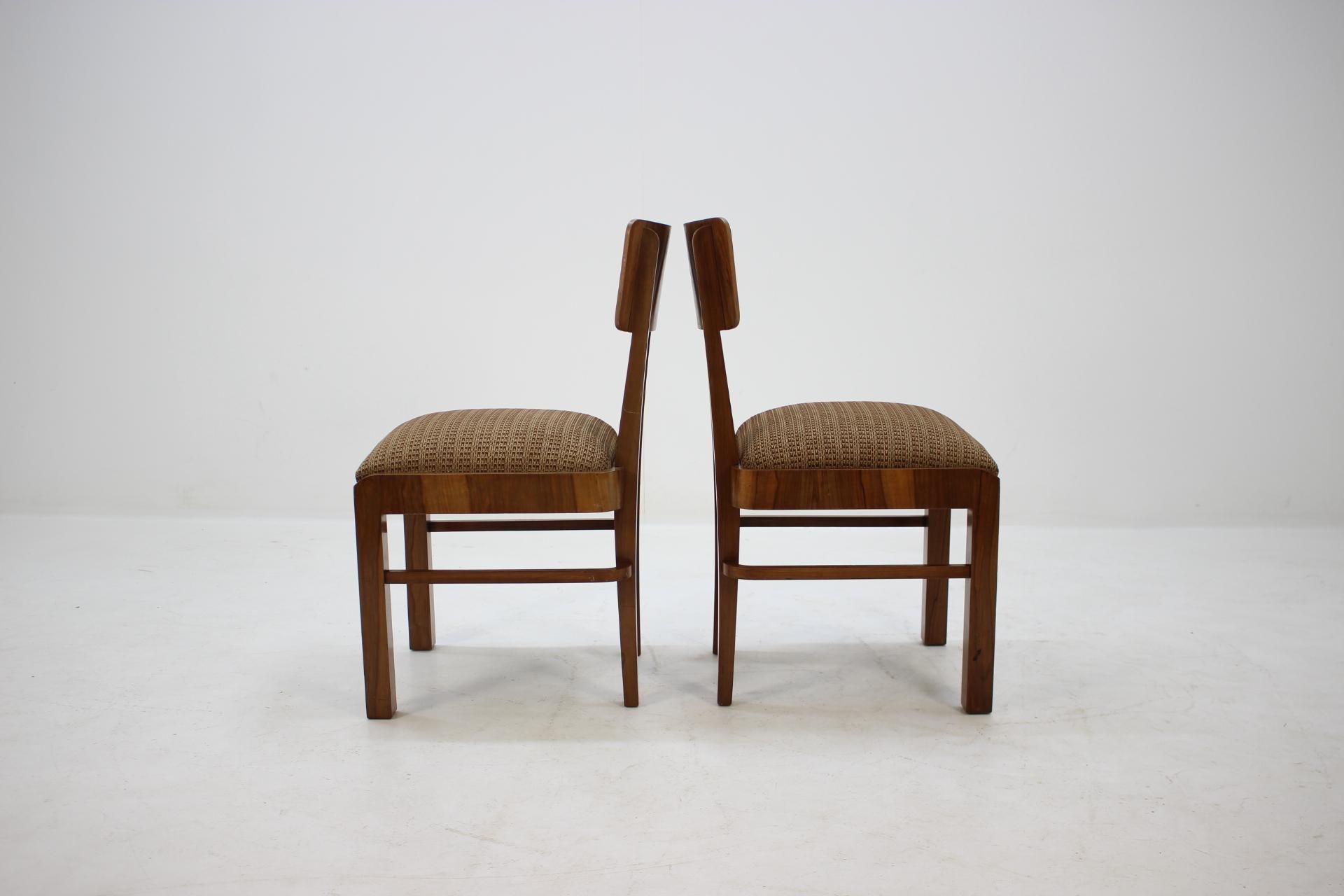Fabric Set of Four Art Deco Chairs, 1930s For Sale