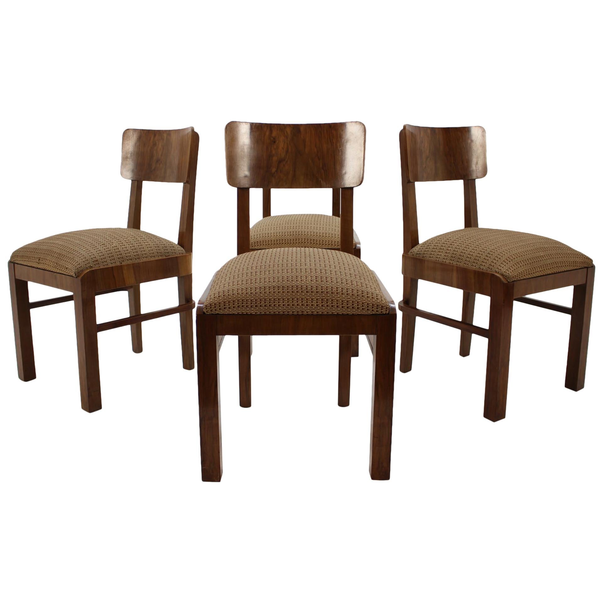 Satz von vier Art-Déco-Stühlen, 1930er Jahre