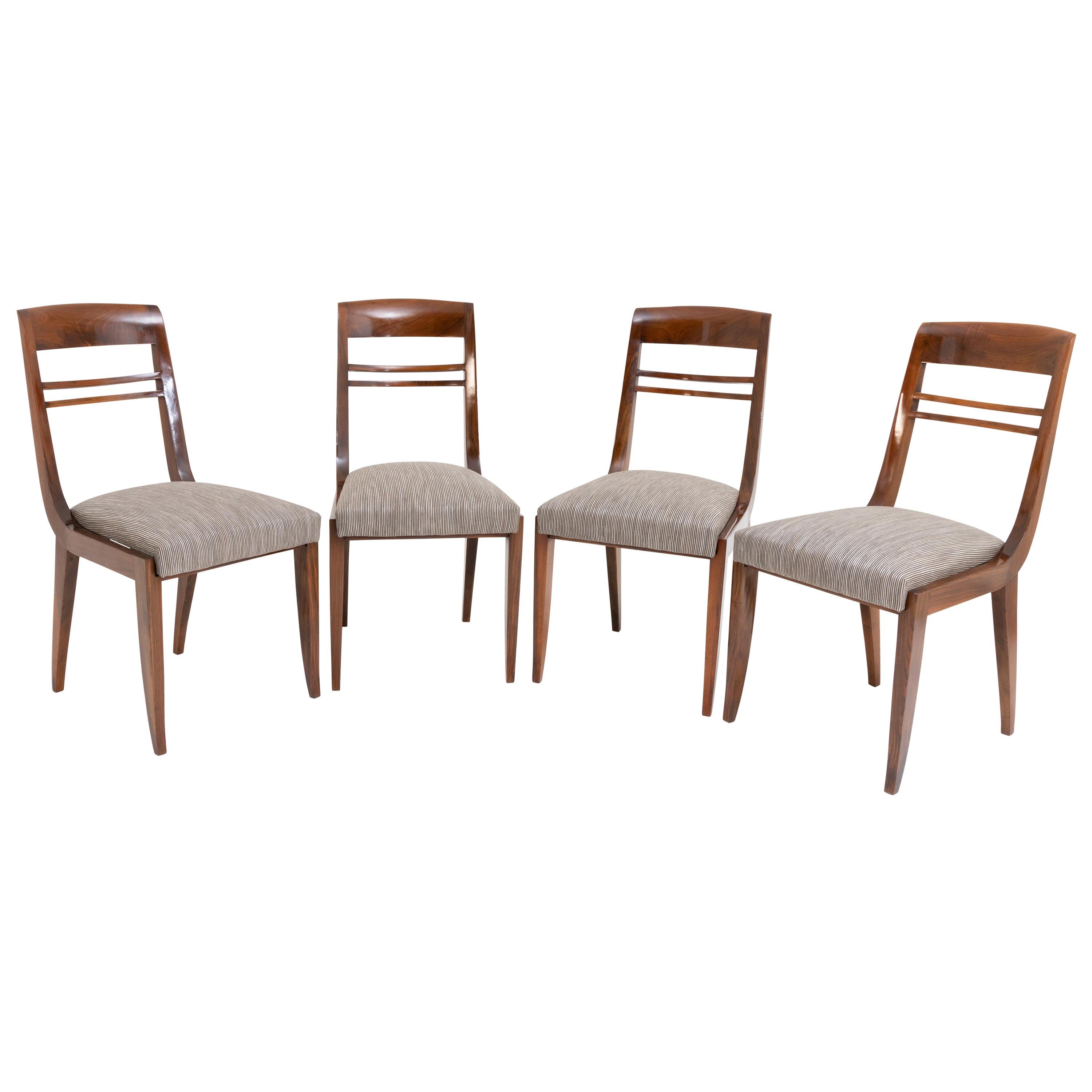 Satz von vier Art-Déco-Stühlen, wahrscheinlich Frankreich, um 1920