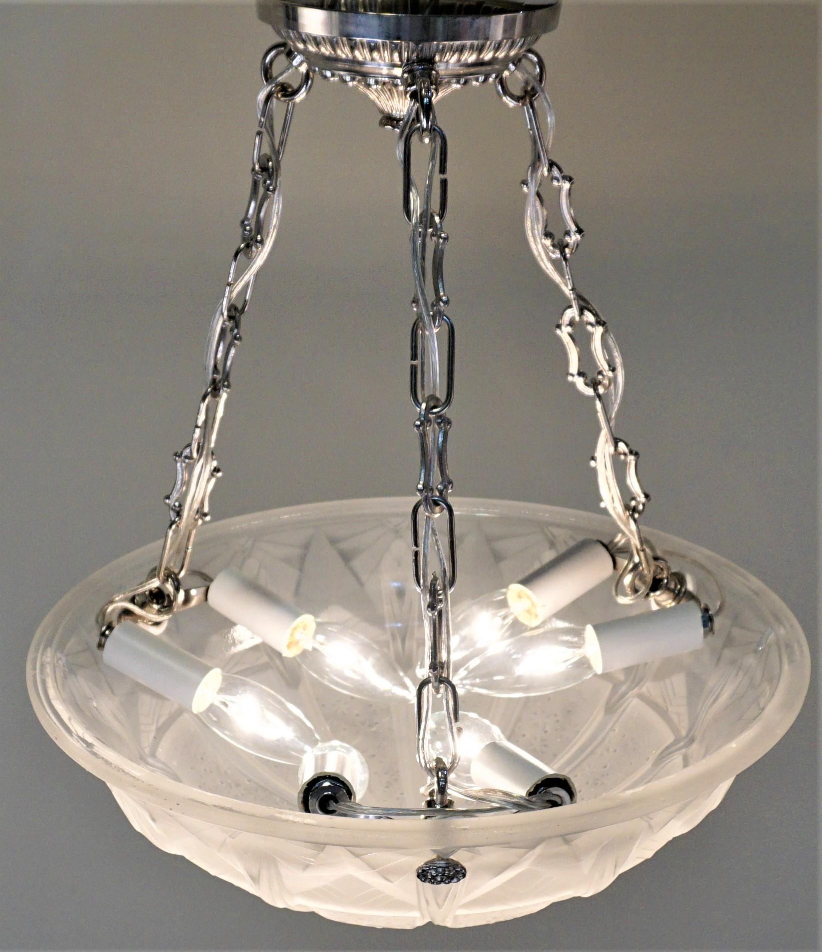 French  Art Deco Chandeliers by Muller Freres For Sale