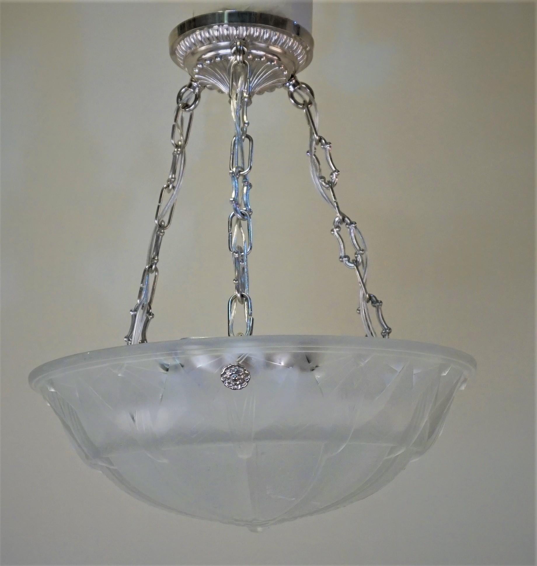  Art Deco Chandeliers by Muller Freres In Good Condition For Sale In Fairfax, VA