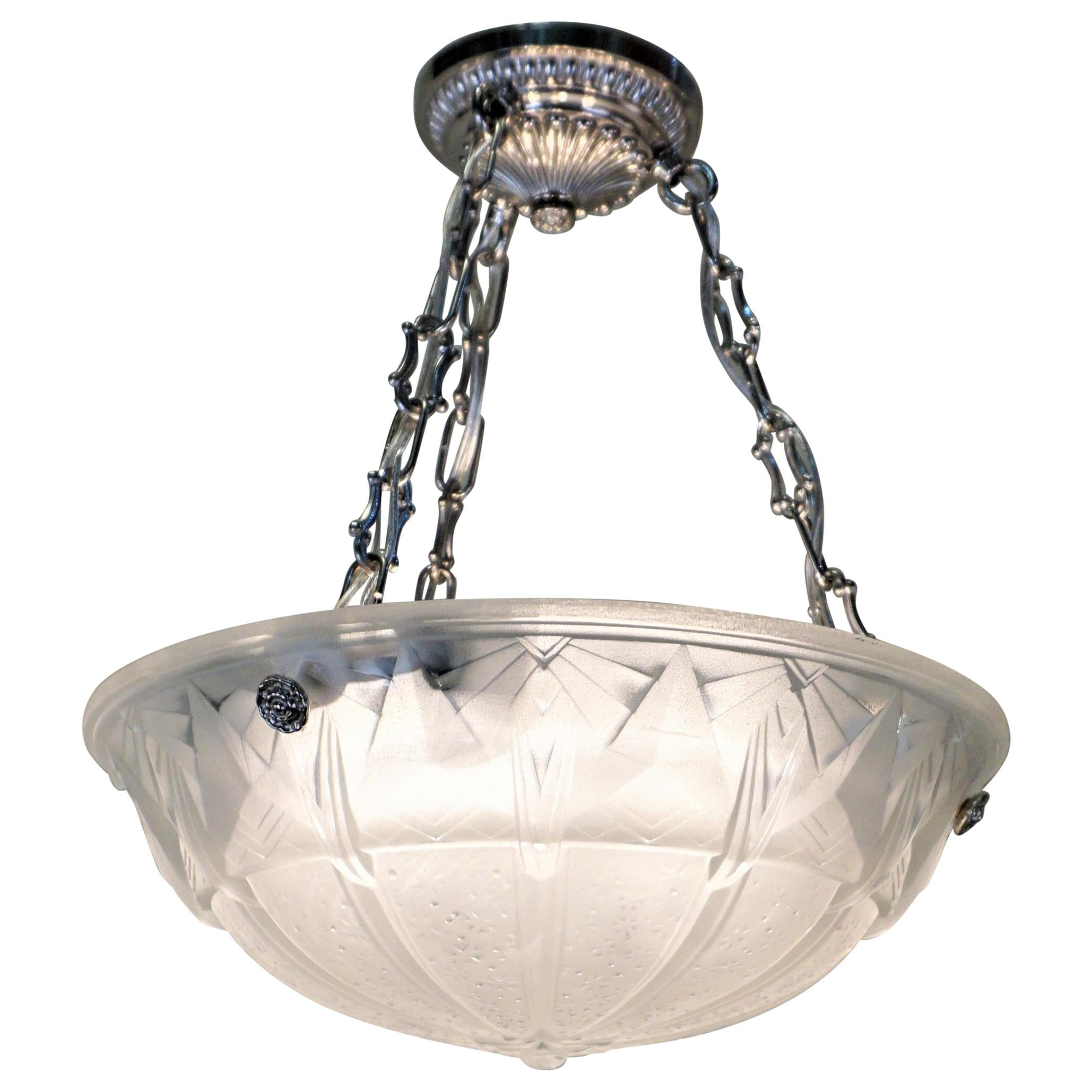  Art Deco Chandeliers by Muller Freres For Sale