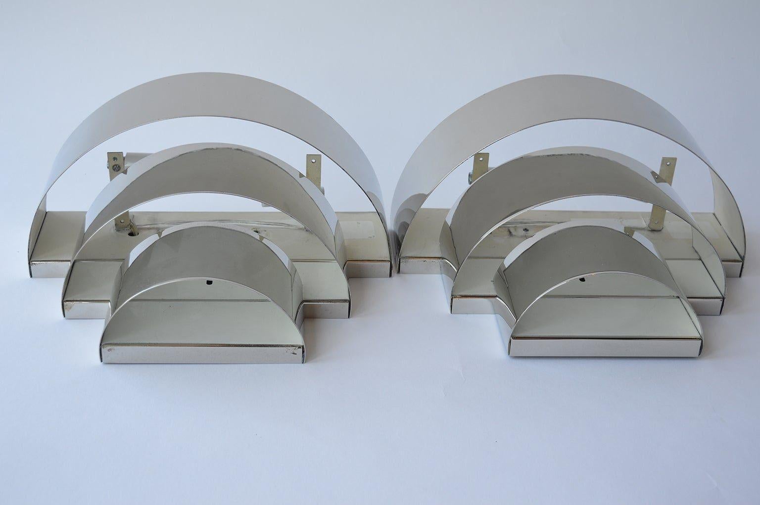 Set of Four Art Deco Chrome Sconces In Excellent Condition For Sale In Los Angeles, CA