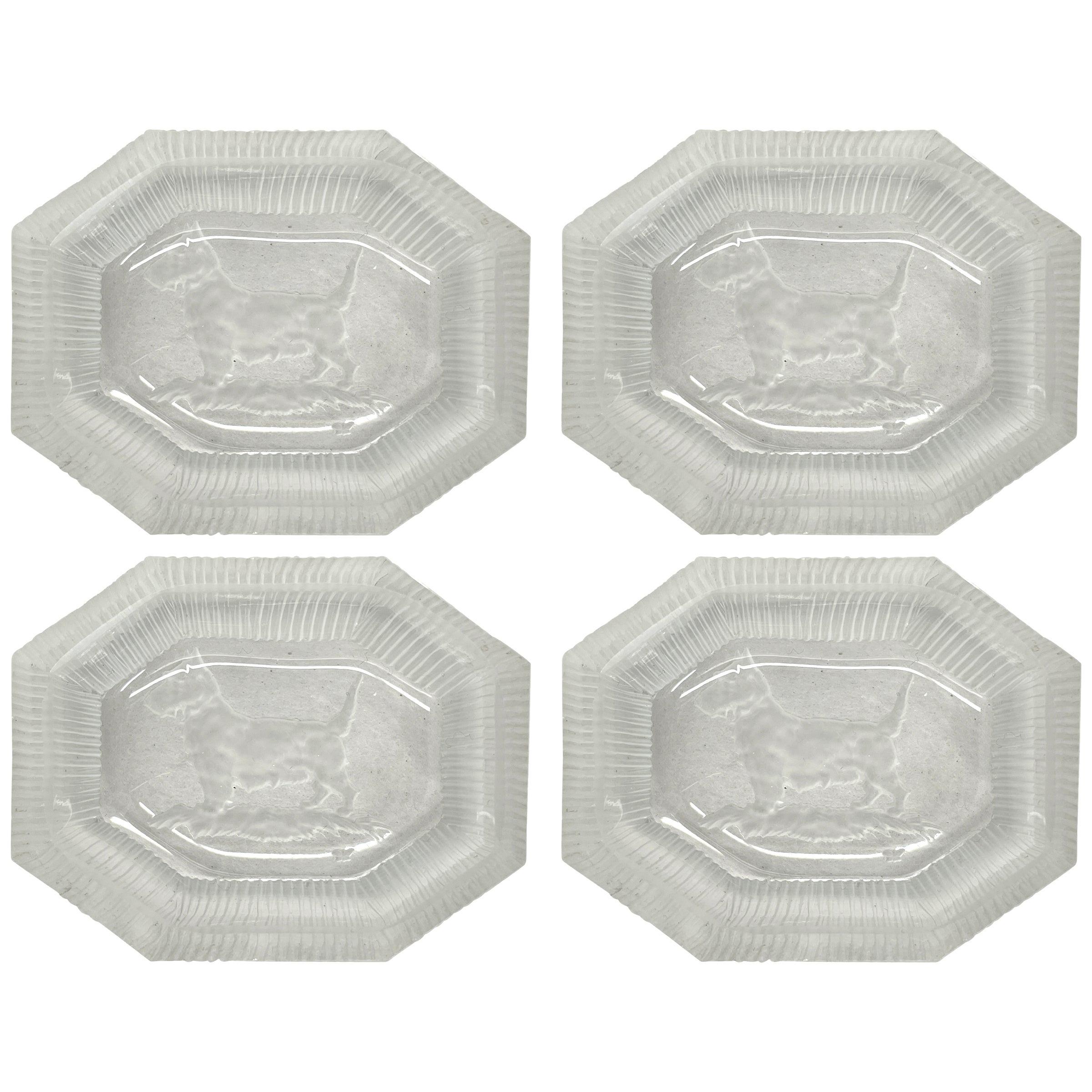 Set von vier Scottie-Salzkellern aus Kristall im Art-déco-Stil