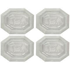 Retro Set of Four Art Deco Crystal Scottie Salt Cellars