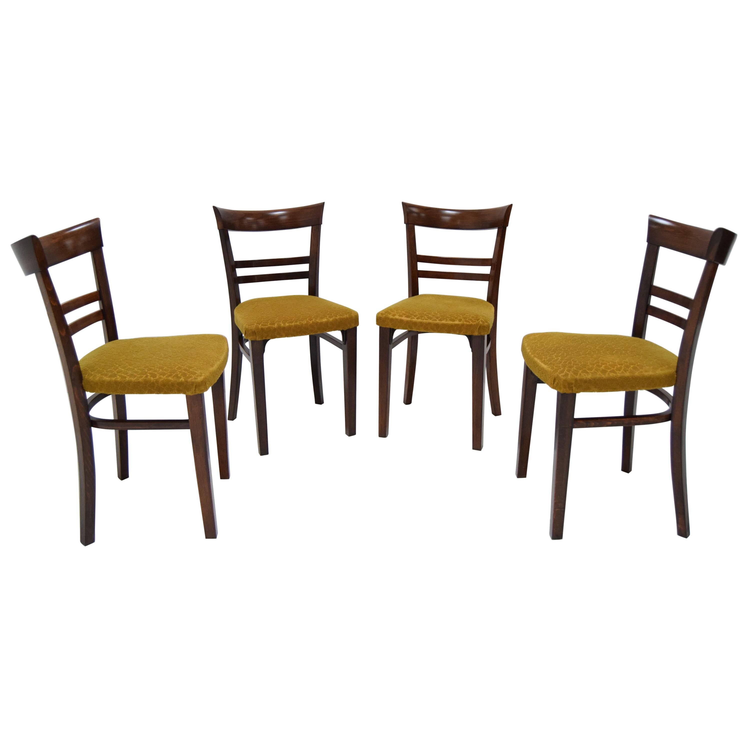 Ensemble de quatre chaises de salle à manger Art déco par Fischel, années 1930