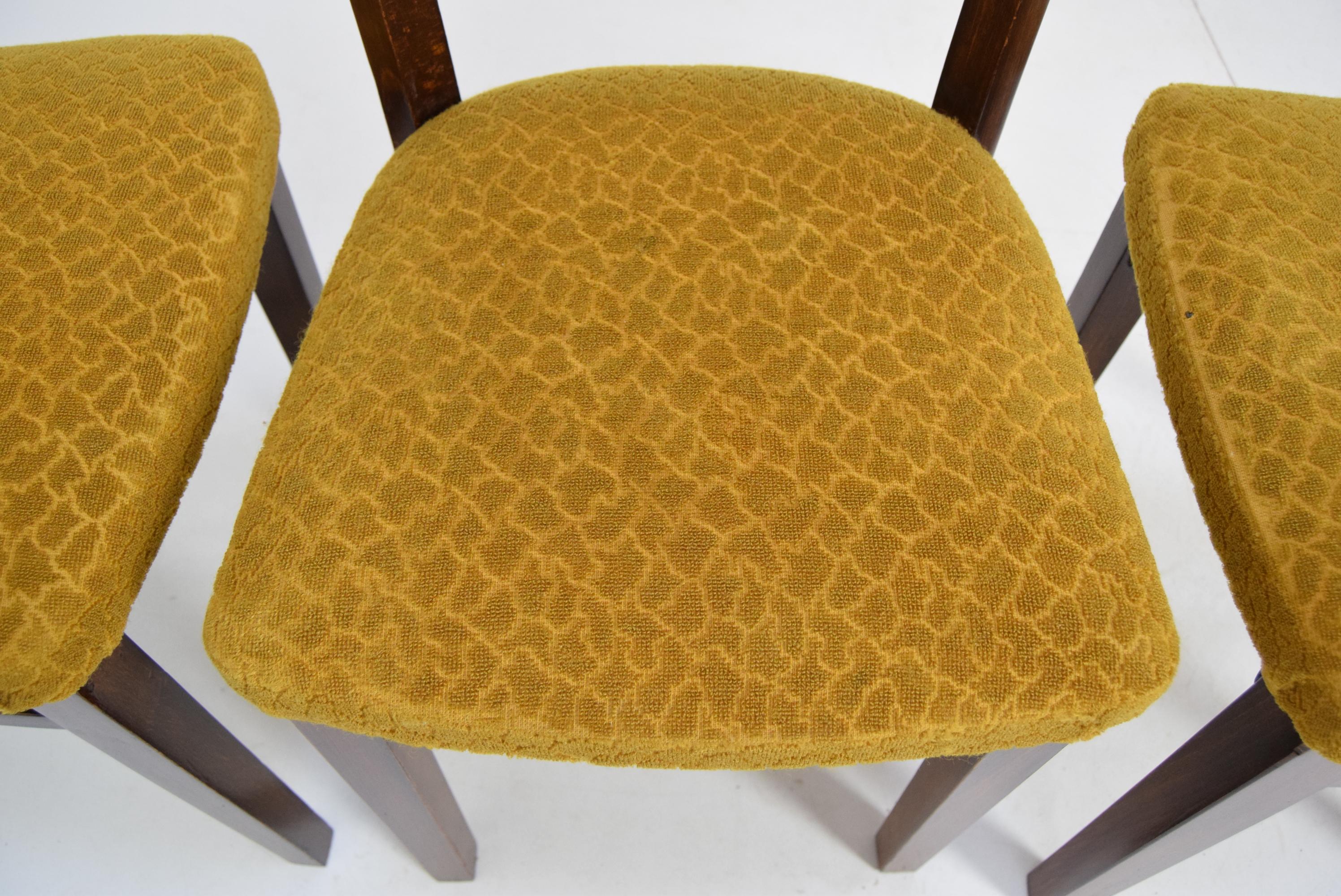 Czech Set of Four Art Deco Dining Chairs by Fischel, 1930s For Sale