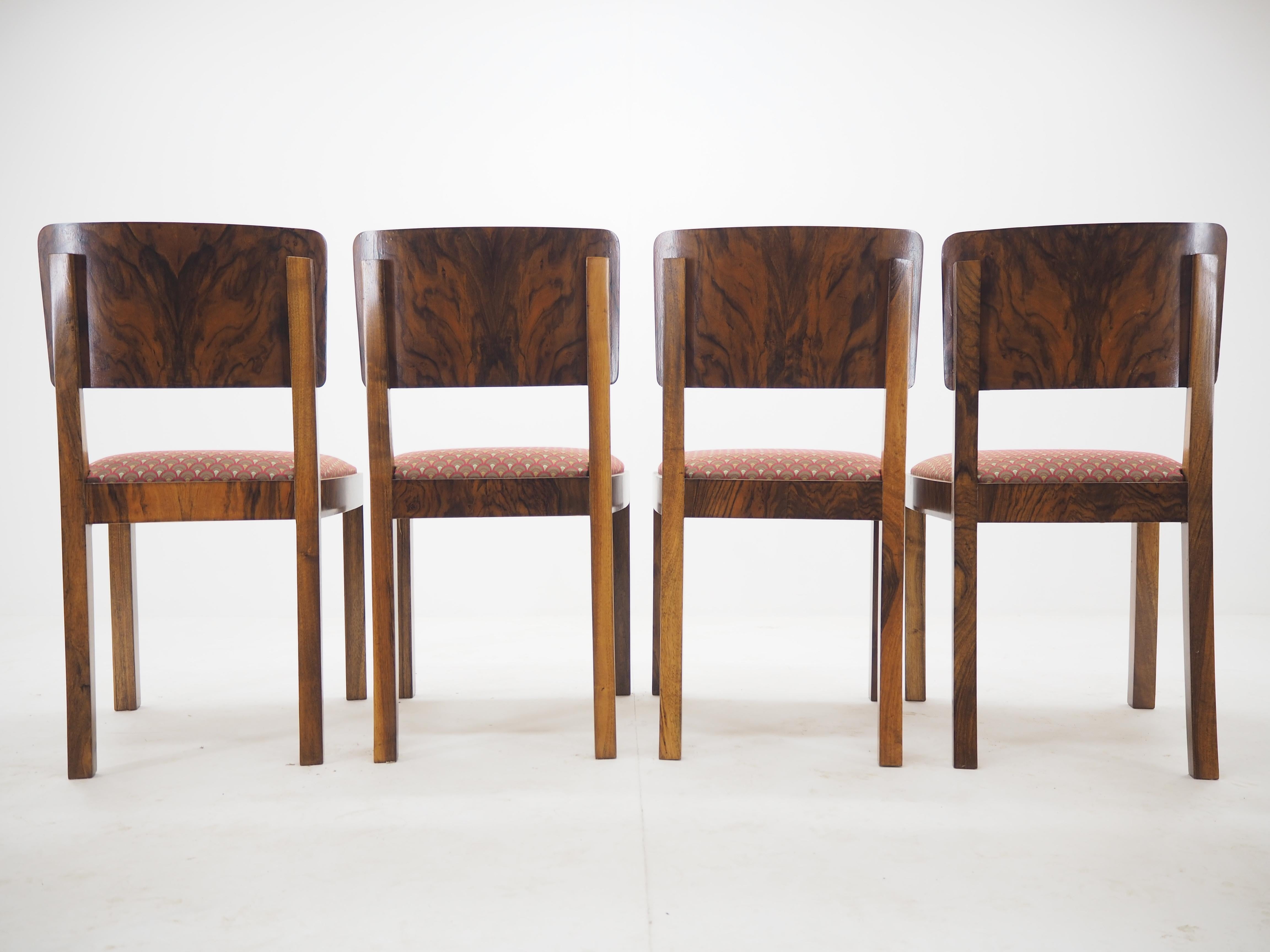 Mid-20th Century Set of Four Art Deco Dining Chairs, Czechoslovakia, 1930s