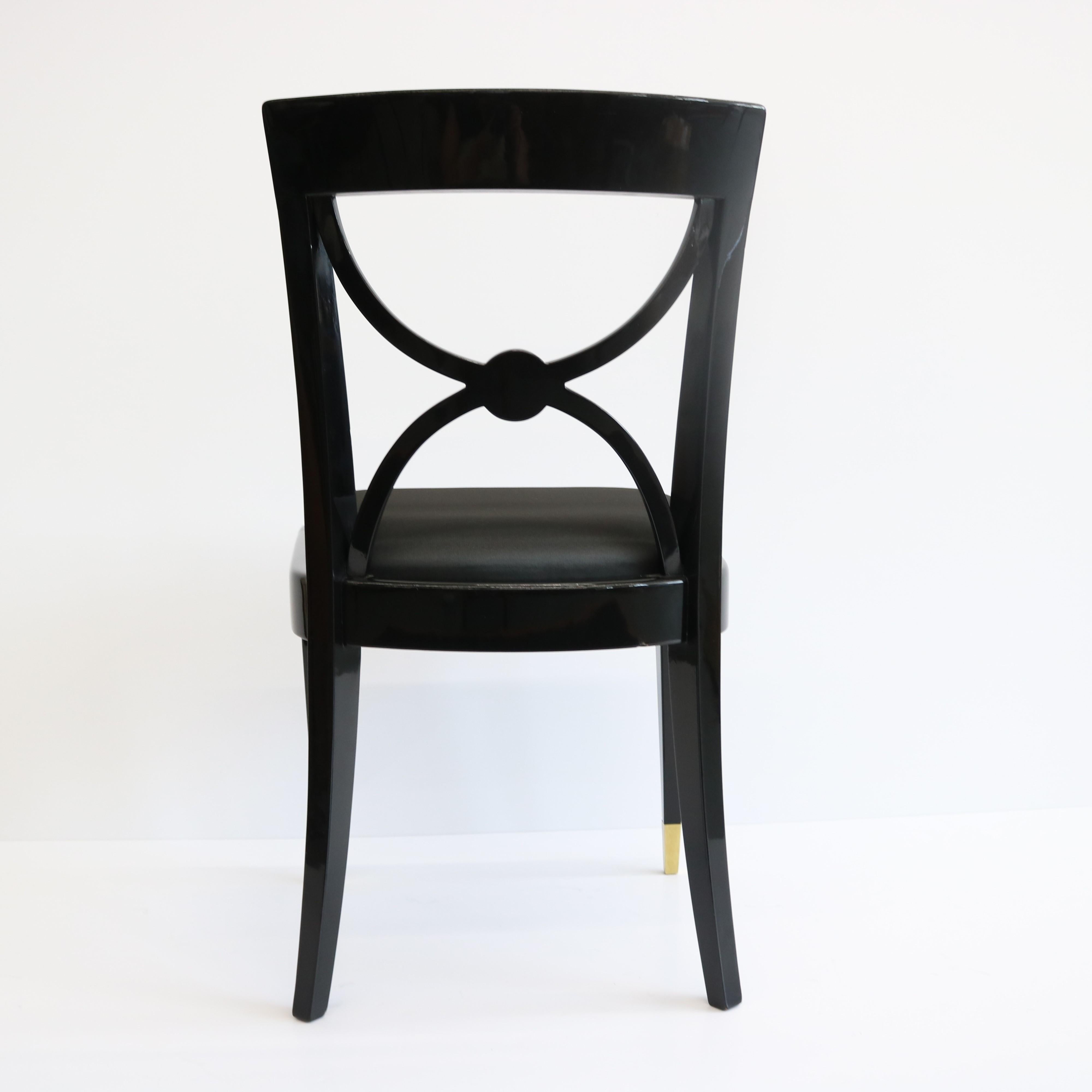 Laiton Ensemble de quatre chaises de salle à manger Art déco, De Coene Freres, Belgique en vente
