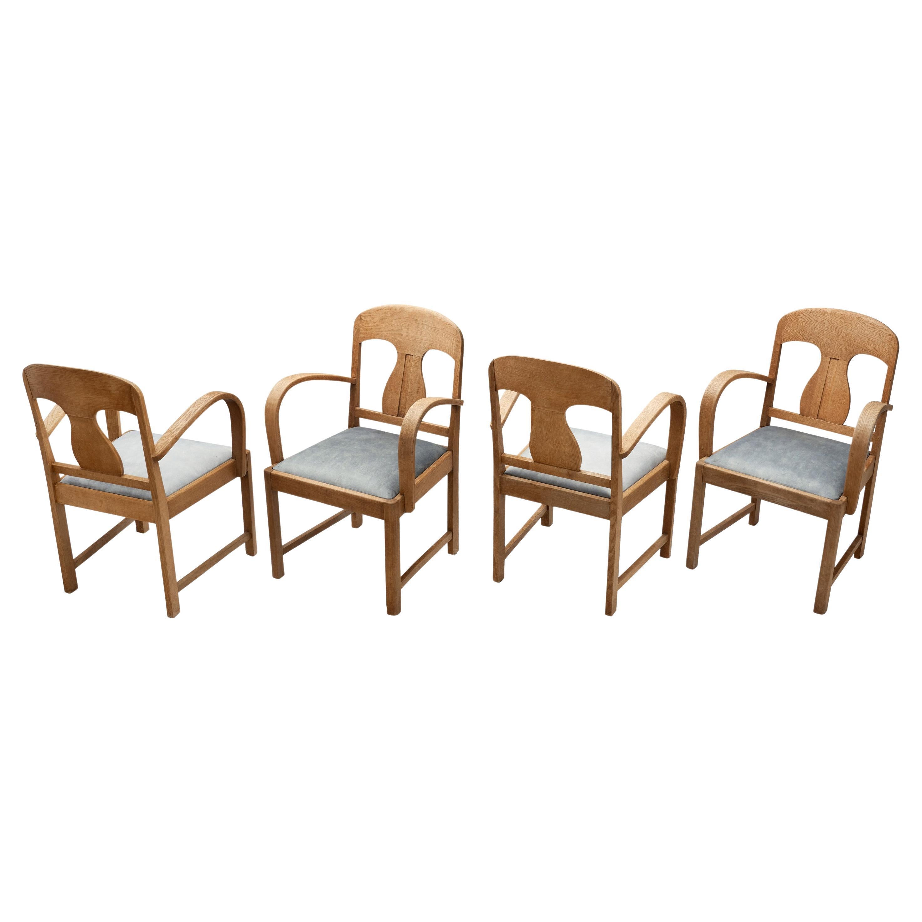 Set of Four Art Deco Dining Chairs, Europe Early 20th Century