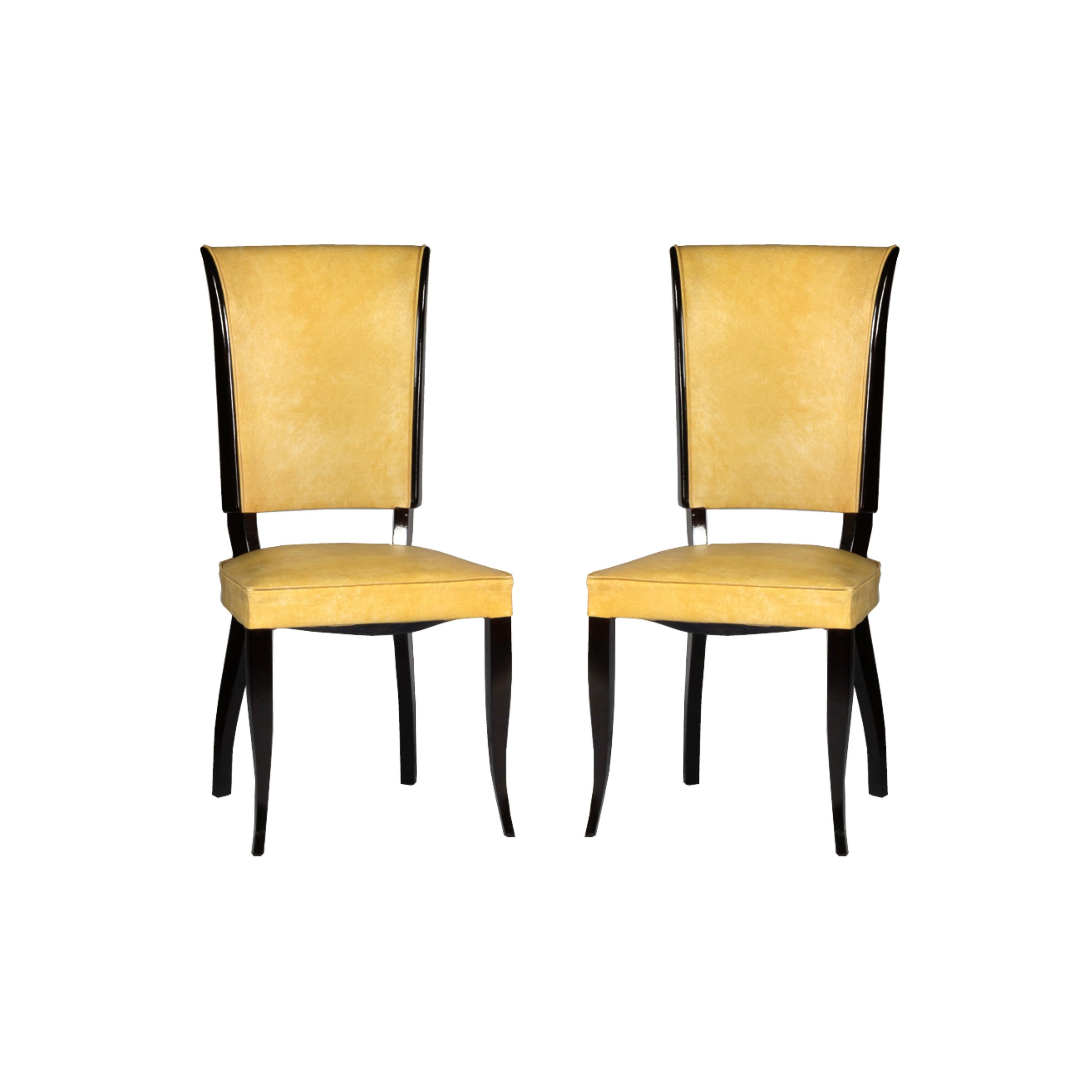 Set Of Four Art Deco Dining Chairs, Jules Leleu Style For Sale 1