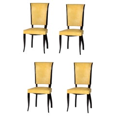 Set Of Four Art Deco Dining Chairs, Jules Leleu Style