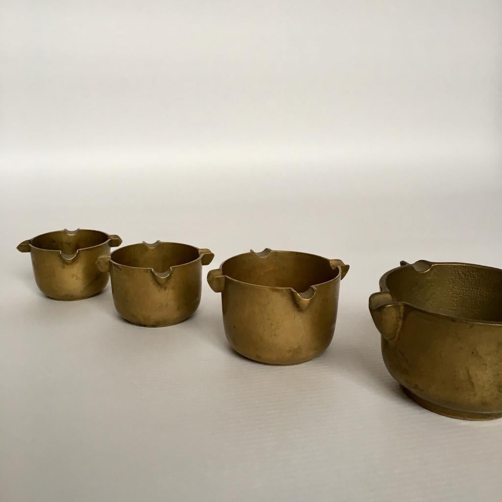 Set of Four Art Deco German Brass Ashtrays In Good Condition In Riga, Latvia