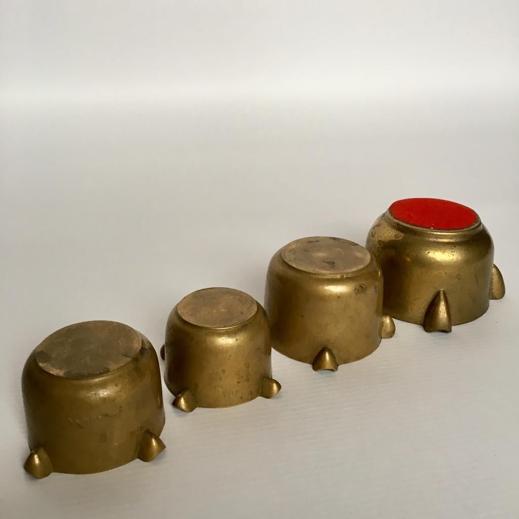Set of Four Art Deco German Brass Ashtrays 2