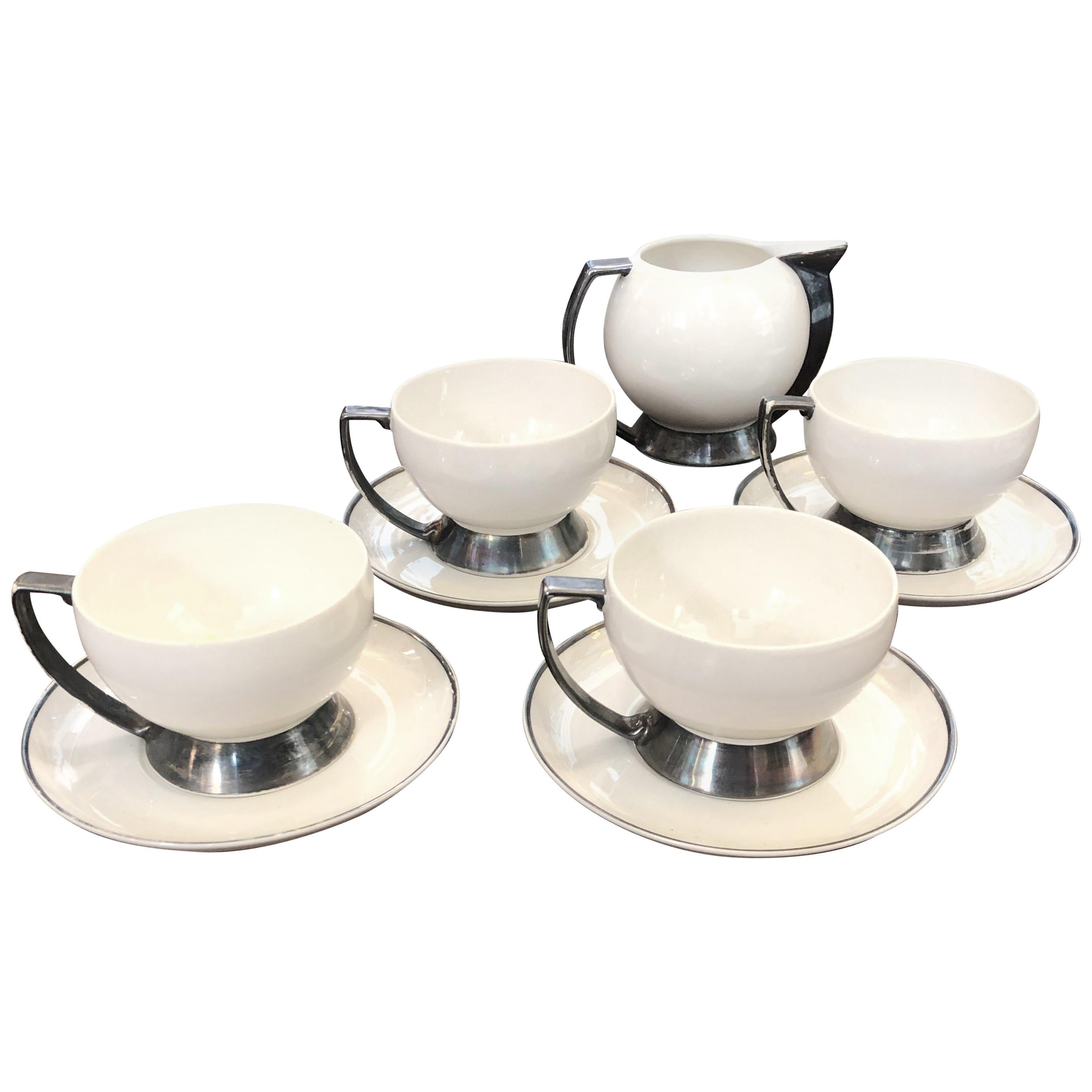 Set of Four Art Deco Italian Thea Cup and Milk Jug by Guido Andlovitz for Laveno